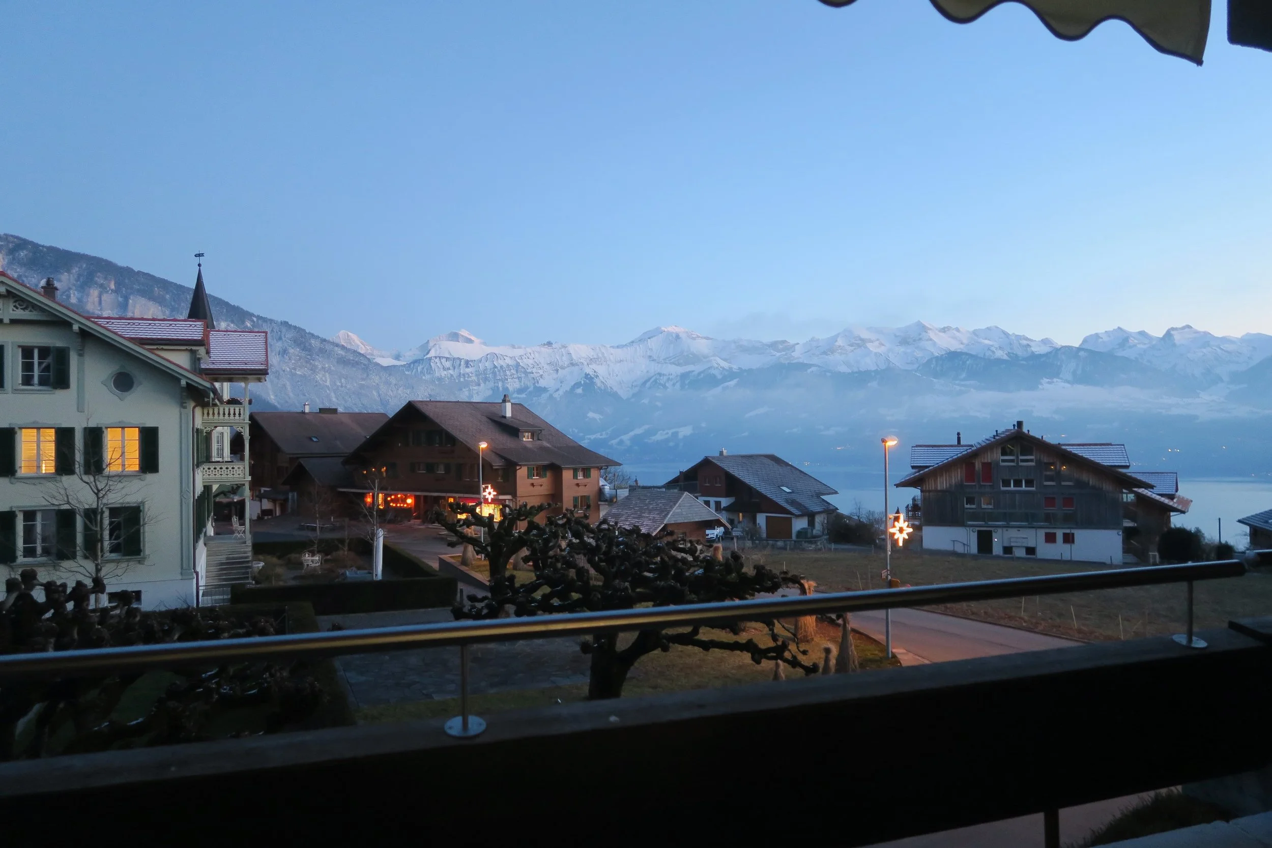 View of Swiss Alps in Sigriswil dusk