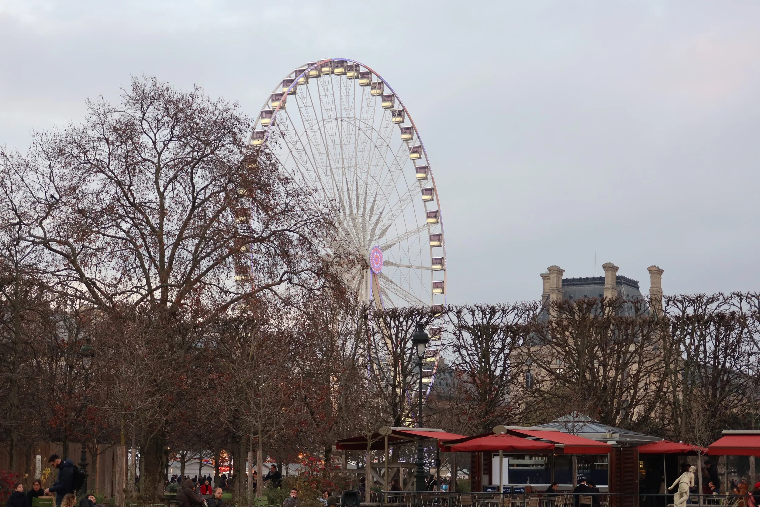 View of Paris Ferris Wheel during Christmas in Jardin des Tuileries
