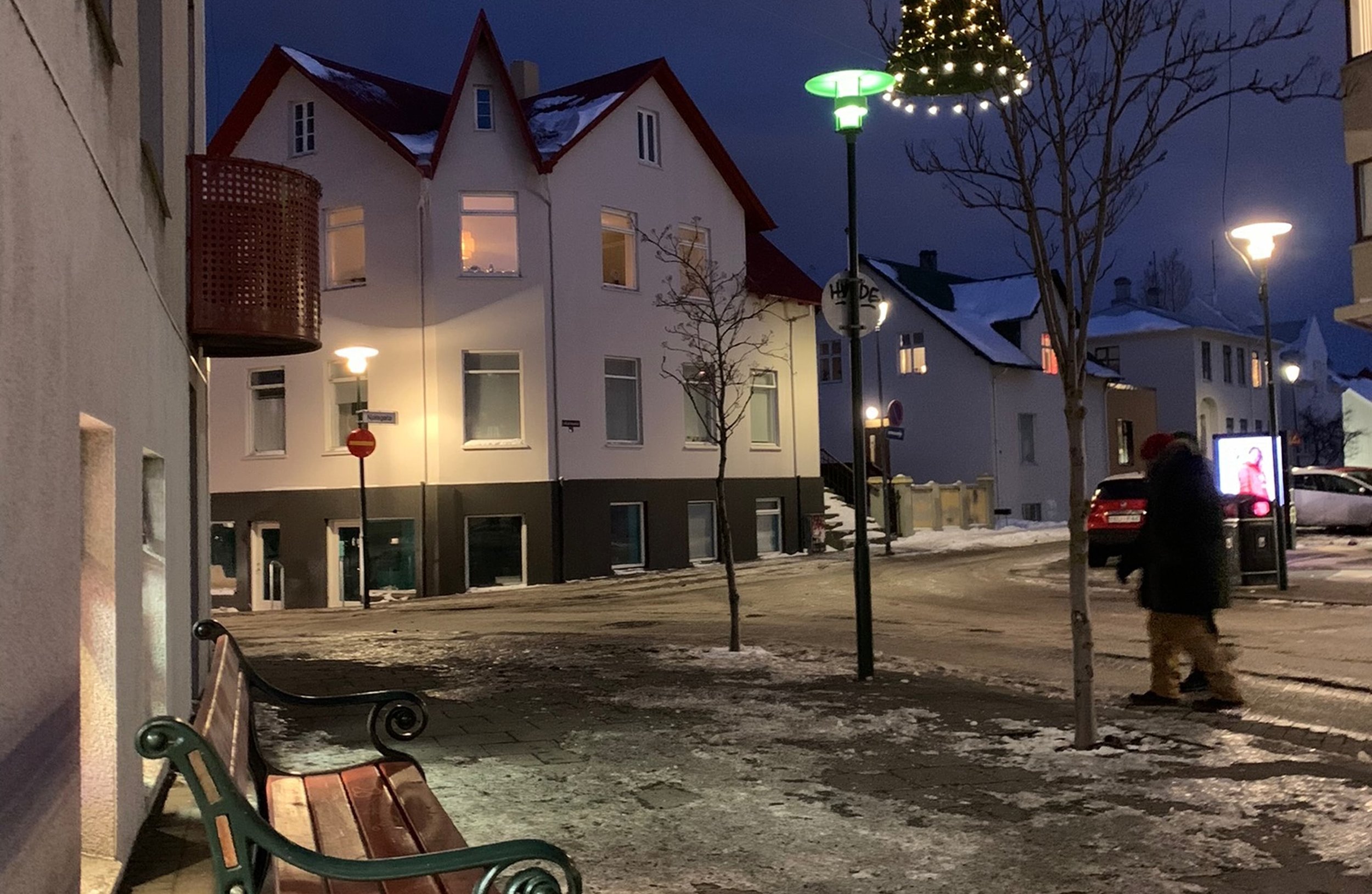 exploring streets at night in reykjavik iceland