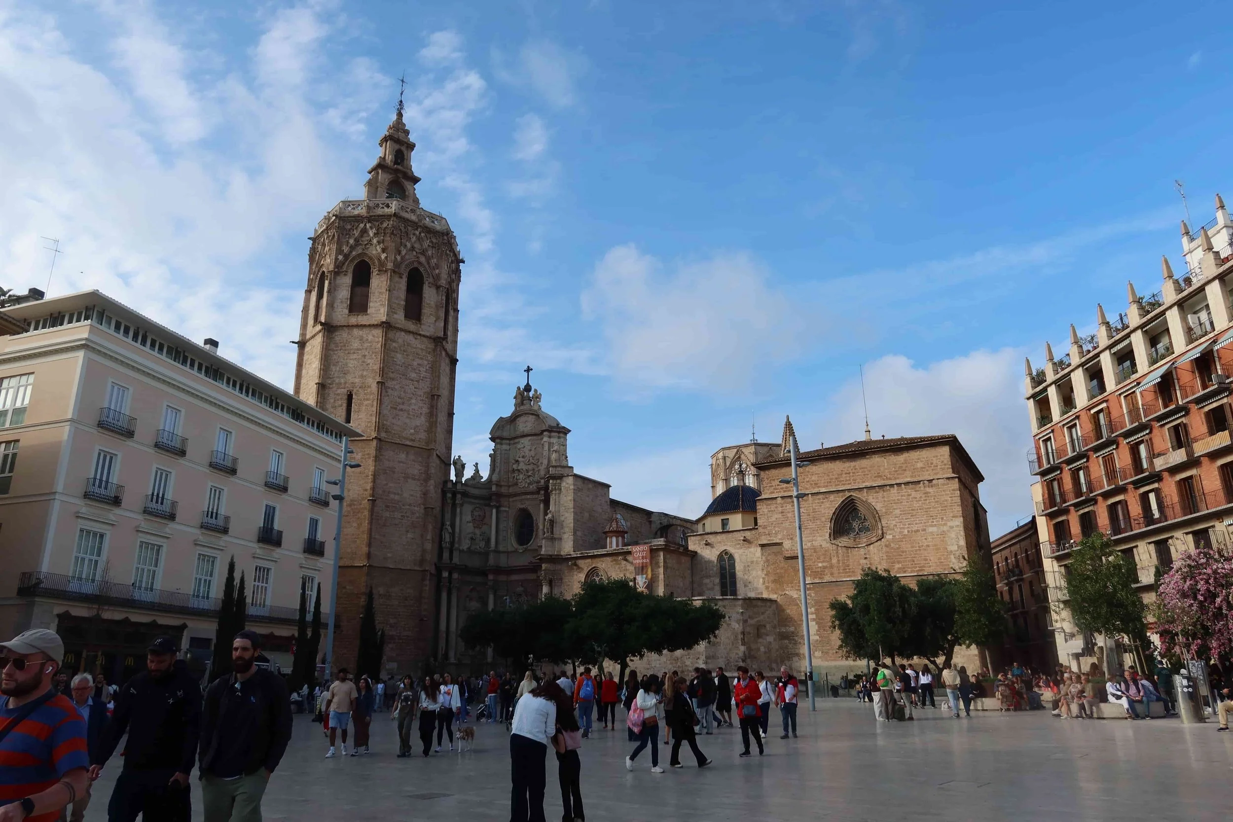 big european plaza with bell tower