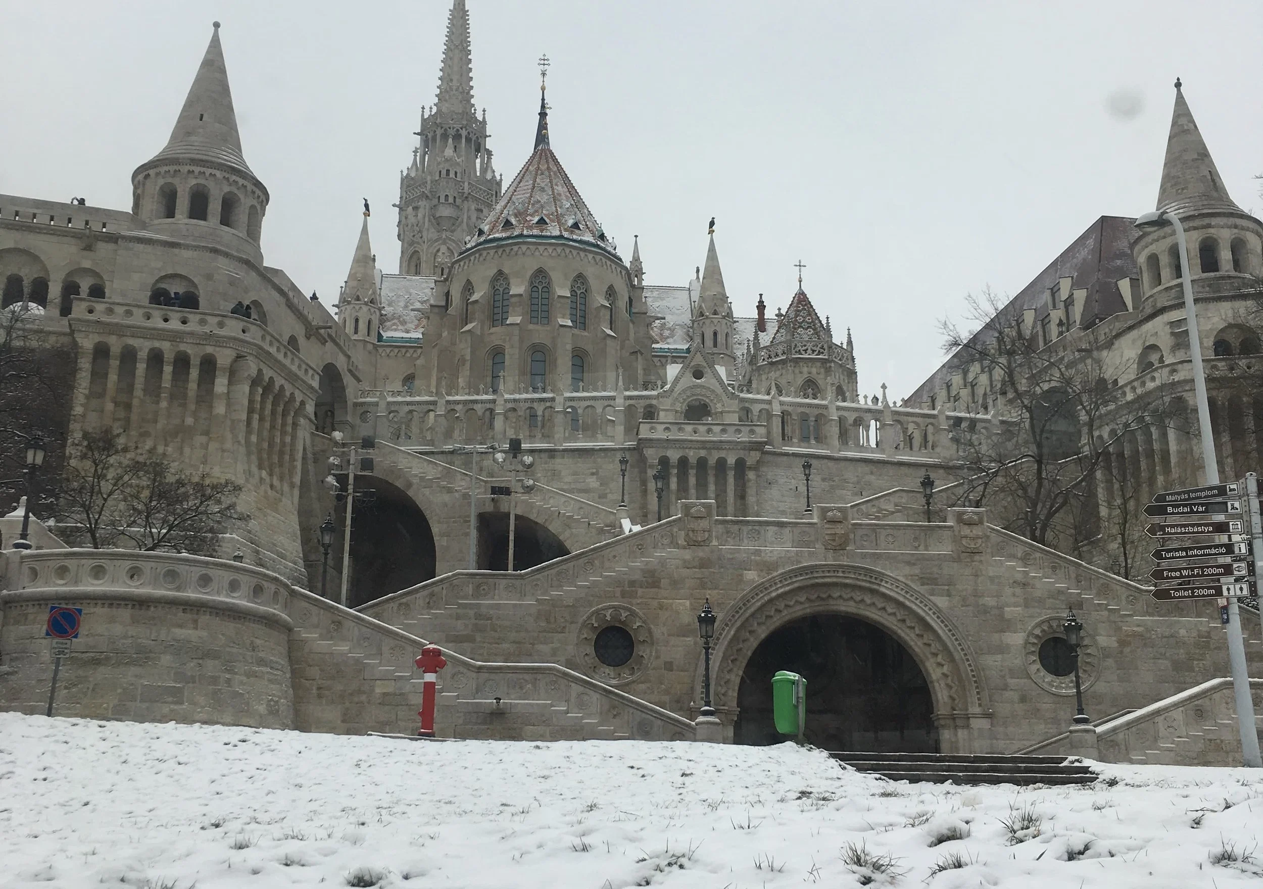 fisherman's bastion in the snow
