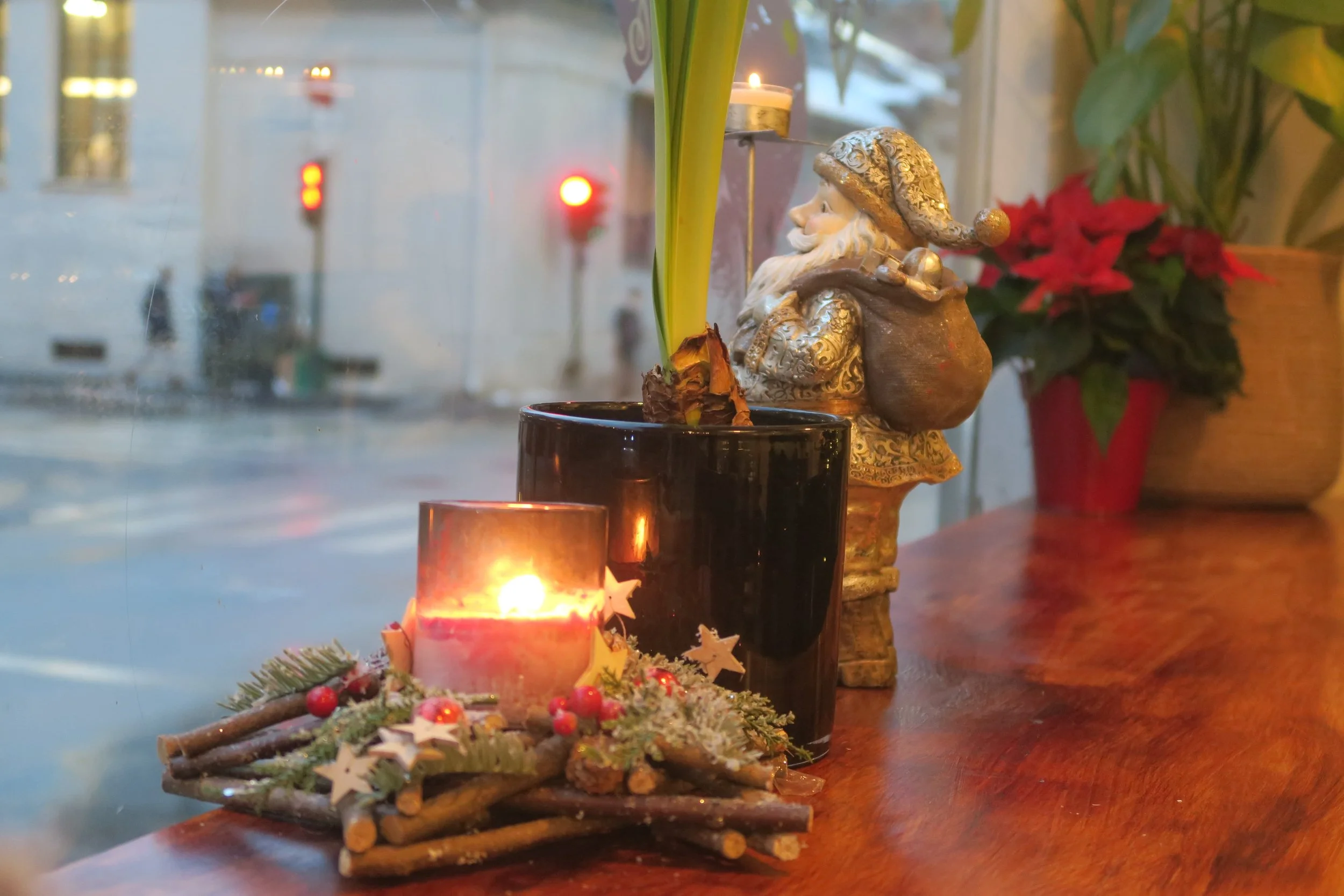 red cande on a table during christmas in oslo