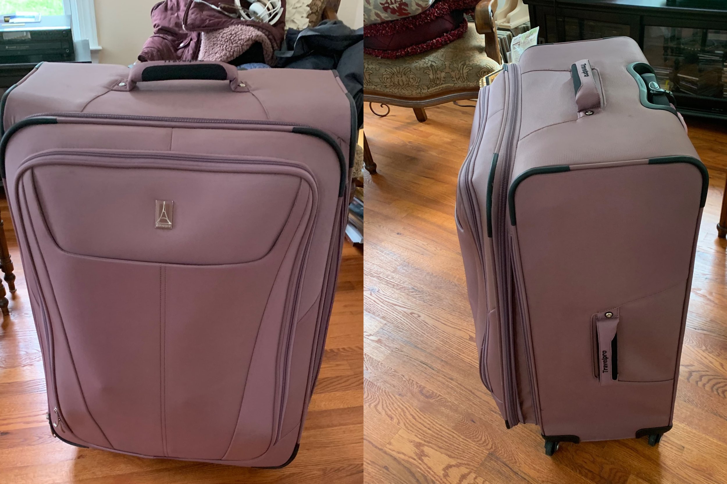 travelpro dusty rose carry on suitcase