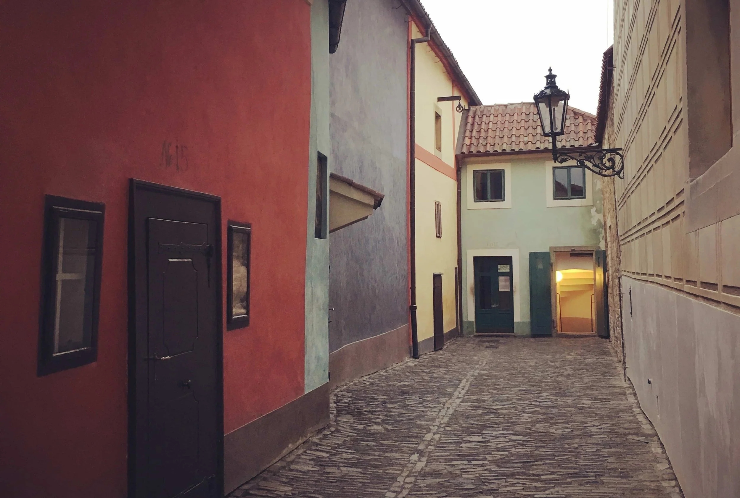colored houses on a quiet lane