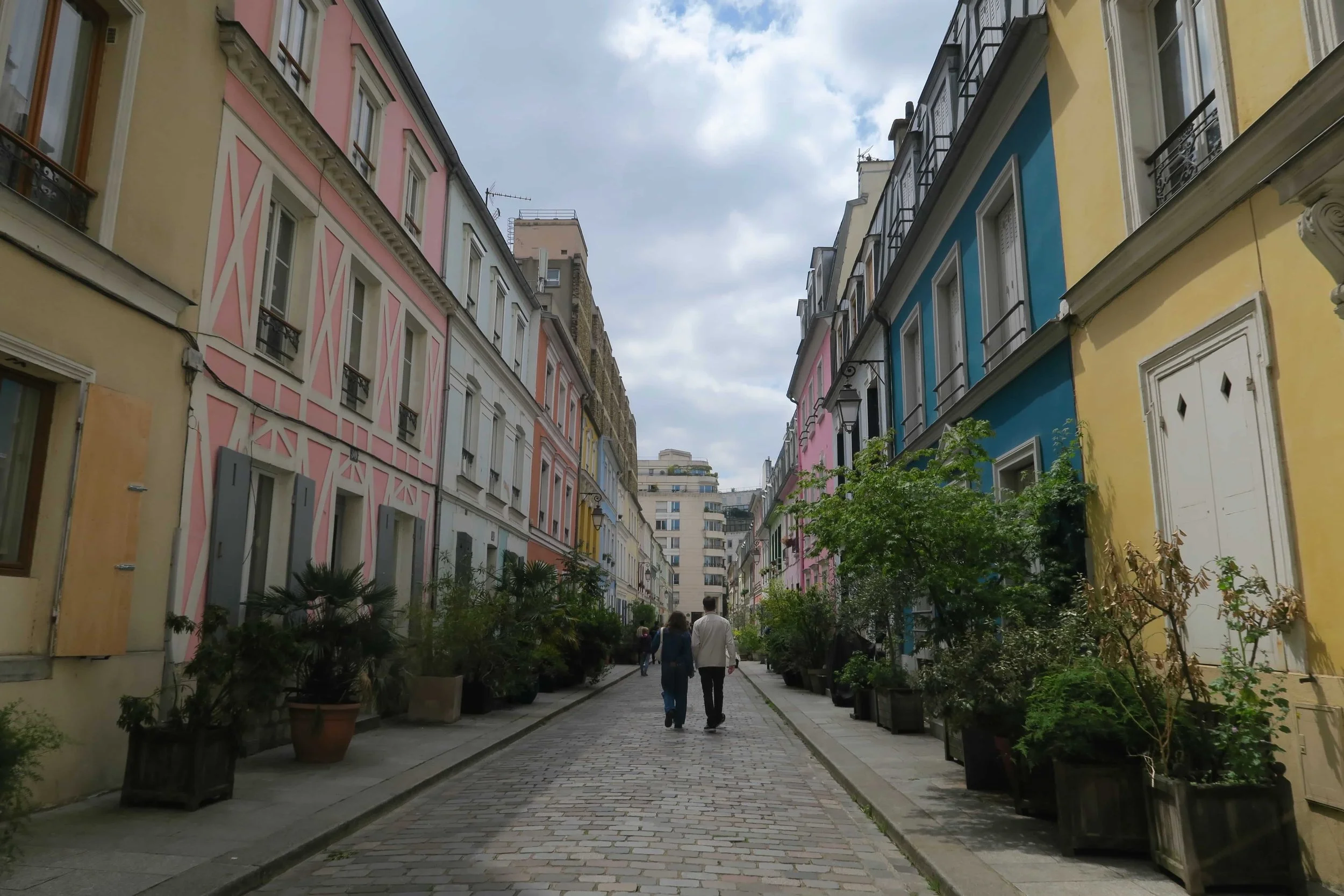 famous colorful street in paris