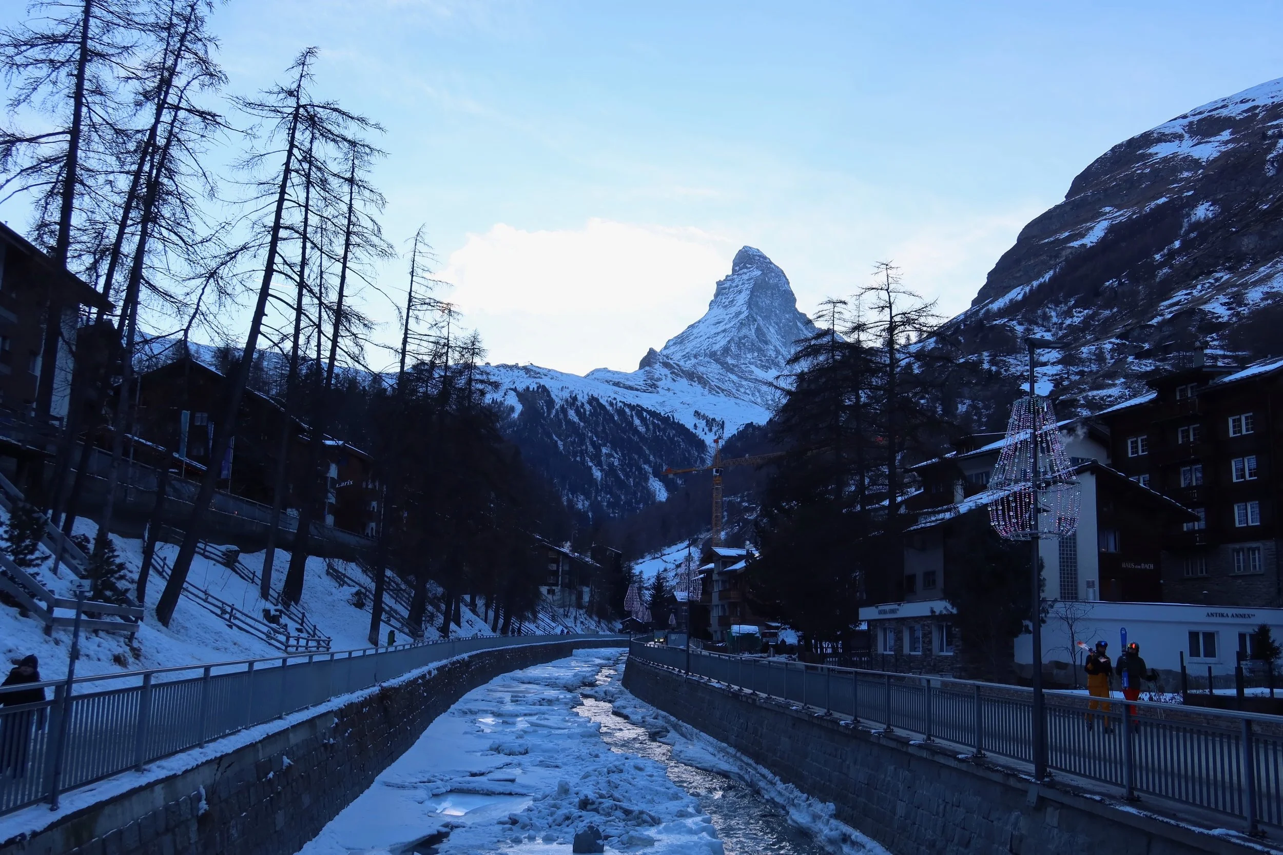 View of the Matterhorn from Kirchbrüke Bridge in Zermatt