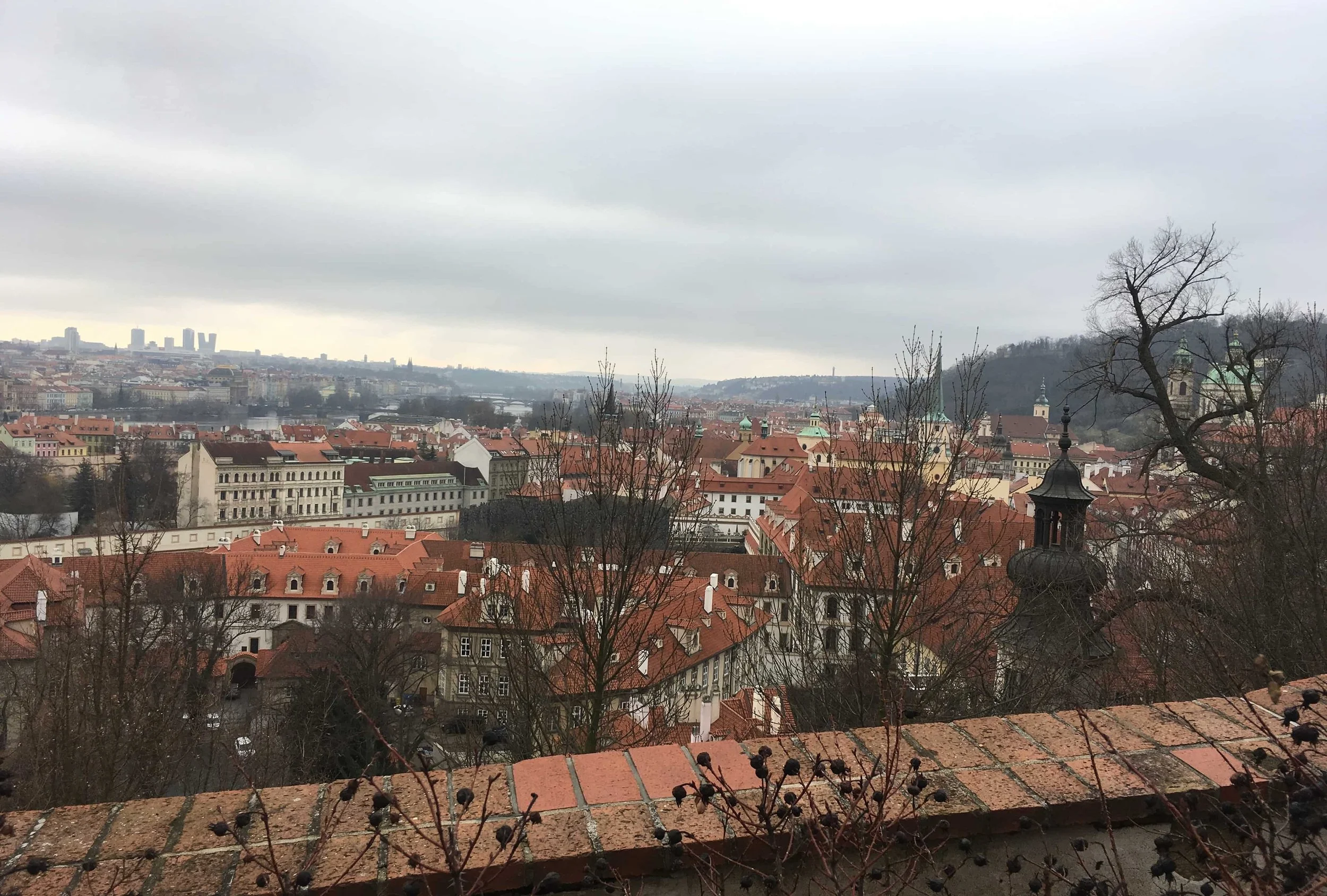 panoramic view of prague red rooftops