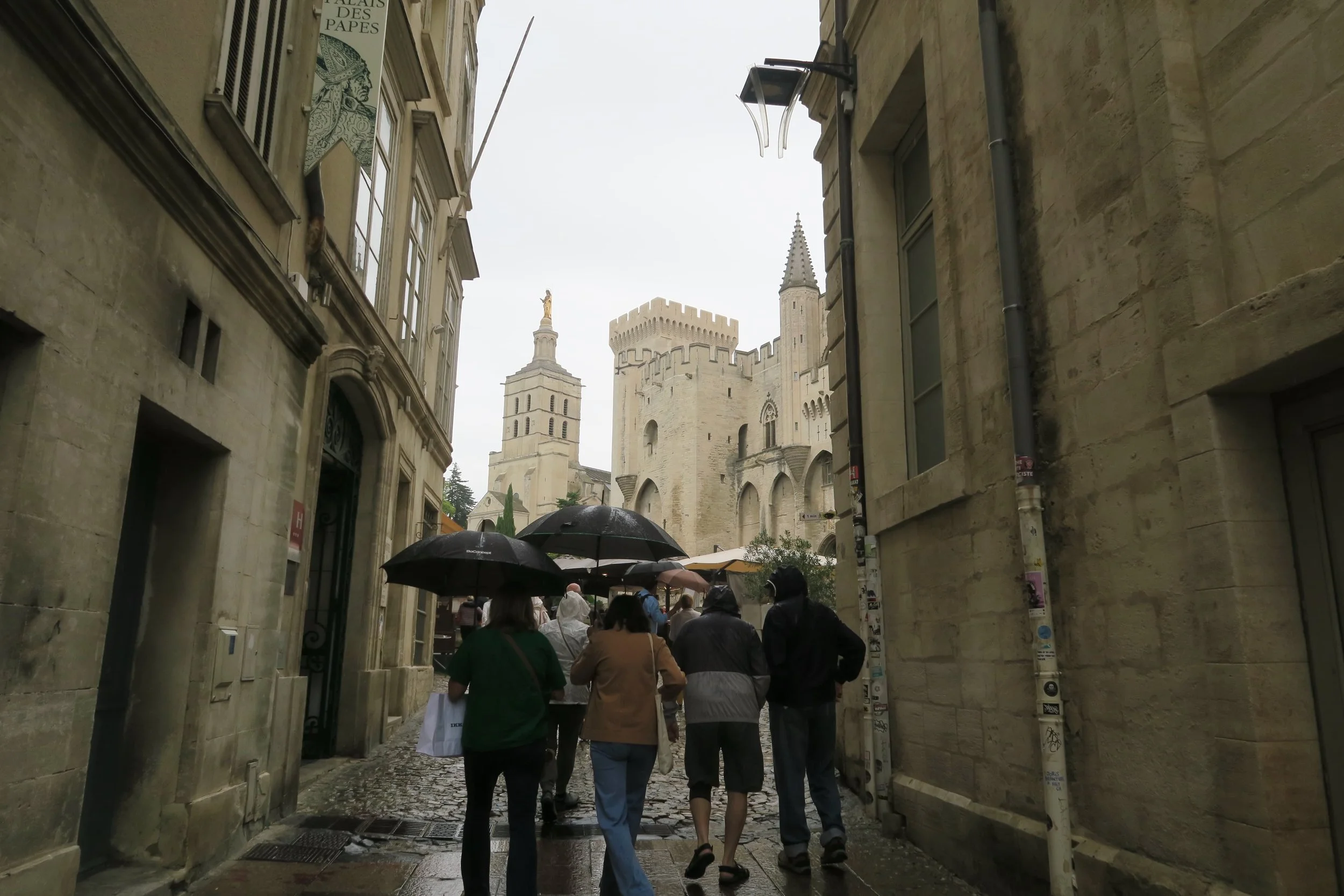 Walking the streets of Avignon in the rain