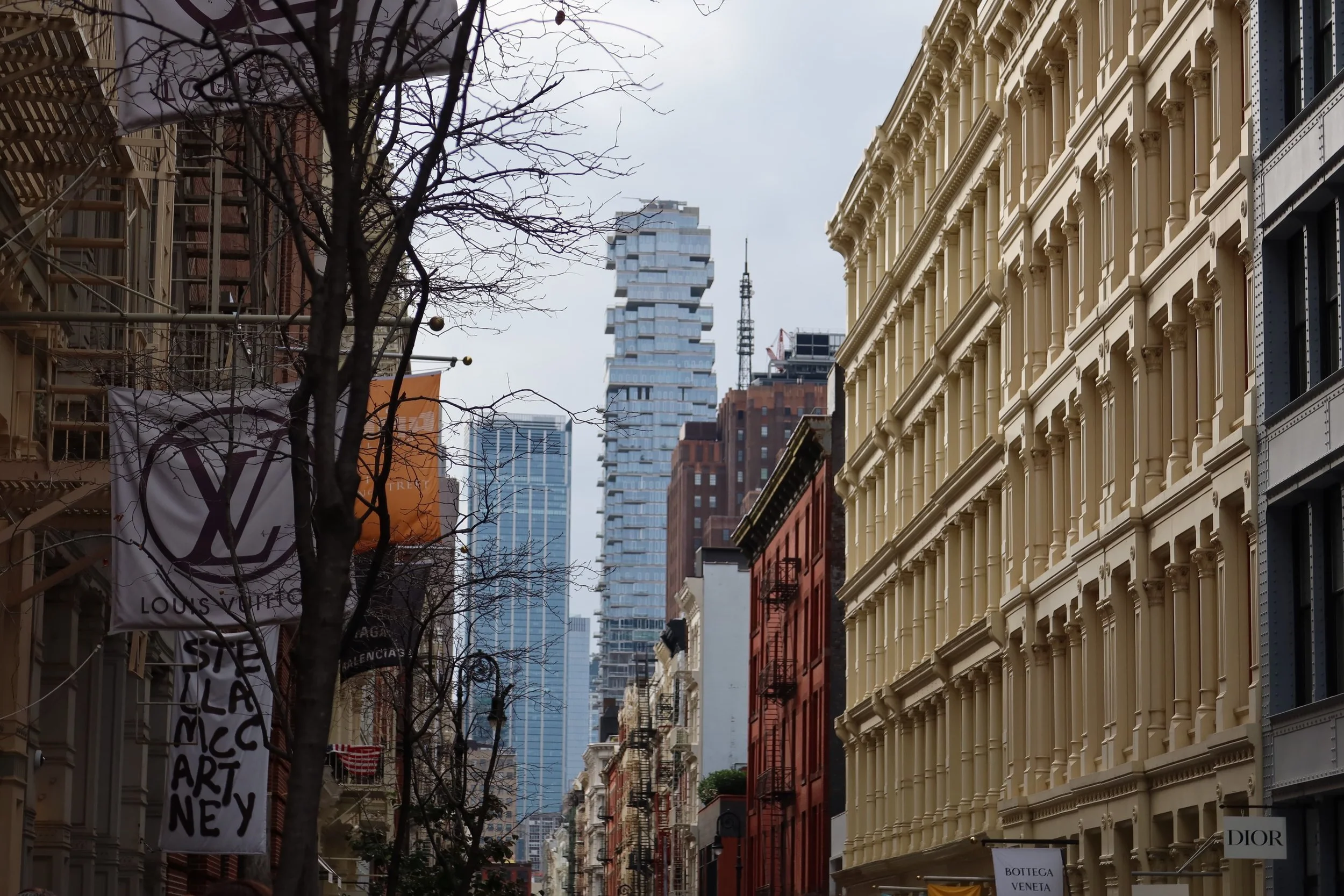 View of buildings in SoHo in New York City;
