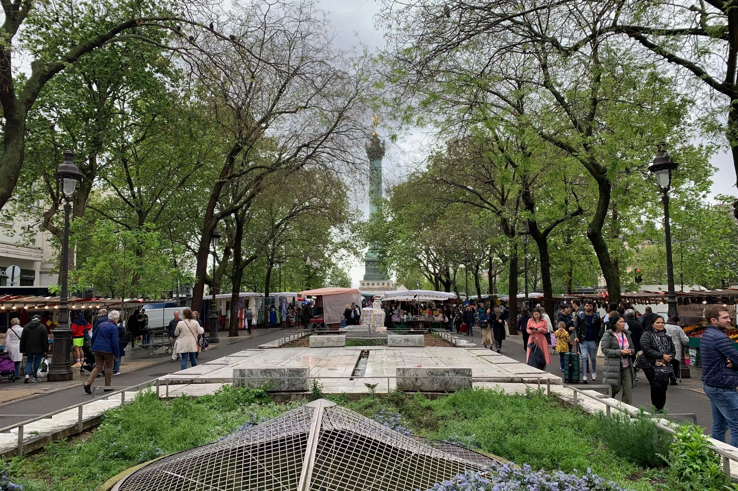 busy open air market in paris