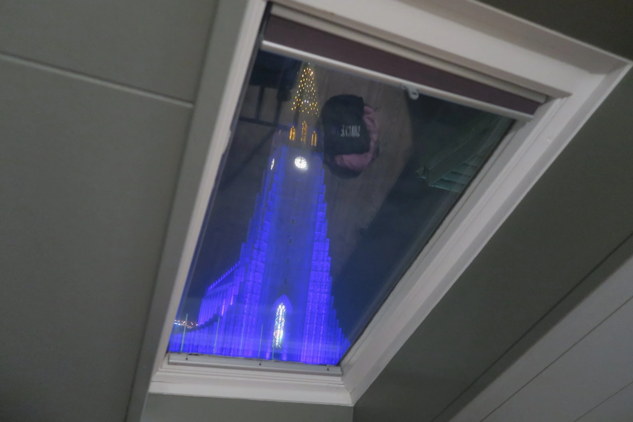 Hallgrímskirkja Church at night in reykjavik iceland hotel