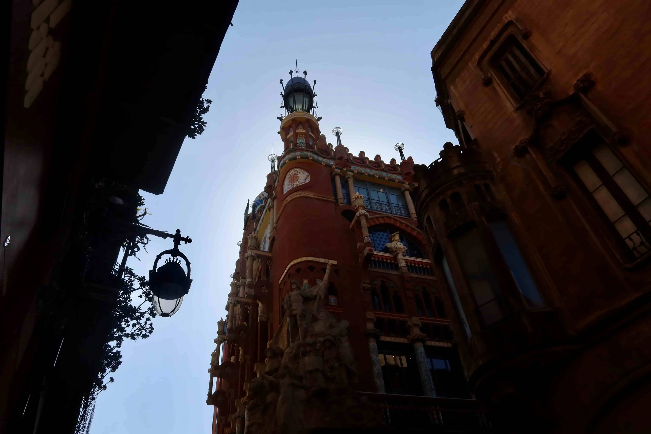 red and orange detailed palace in barcelona