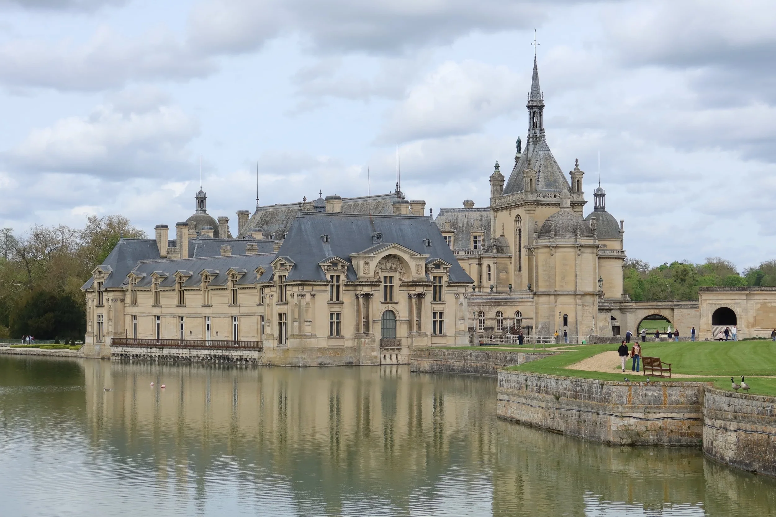 Château de Chantilly in spring water reflection