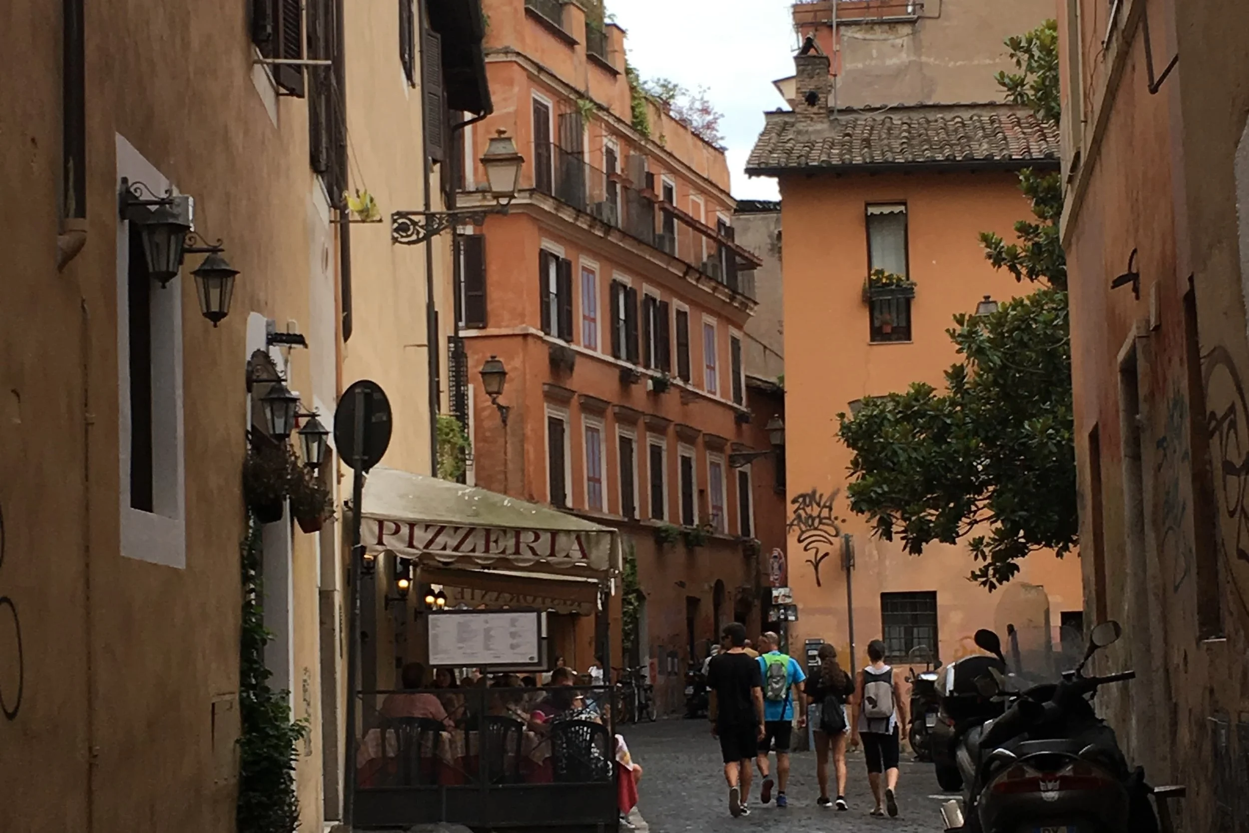 orange buildings in calmer neighborhood in rome