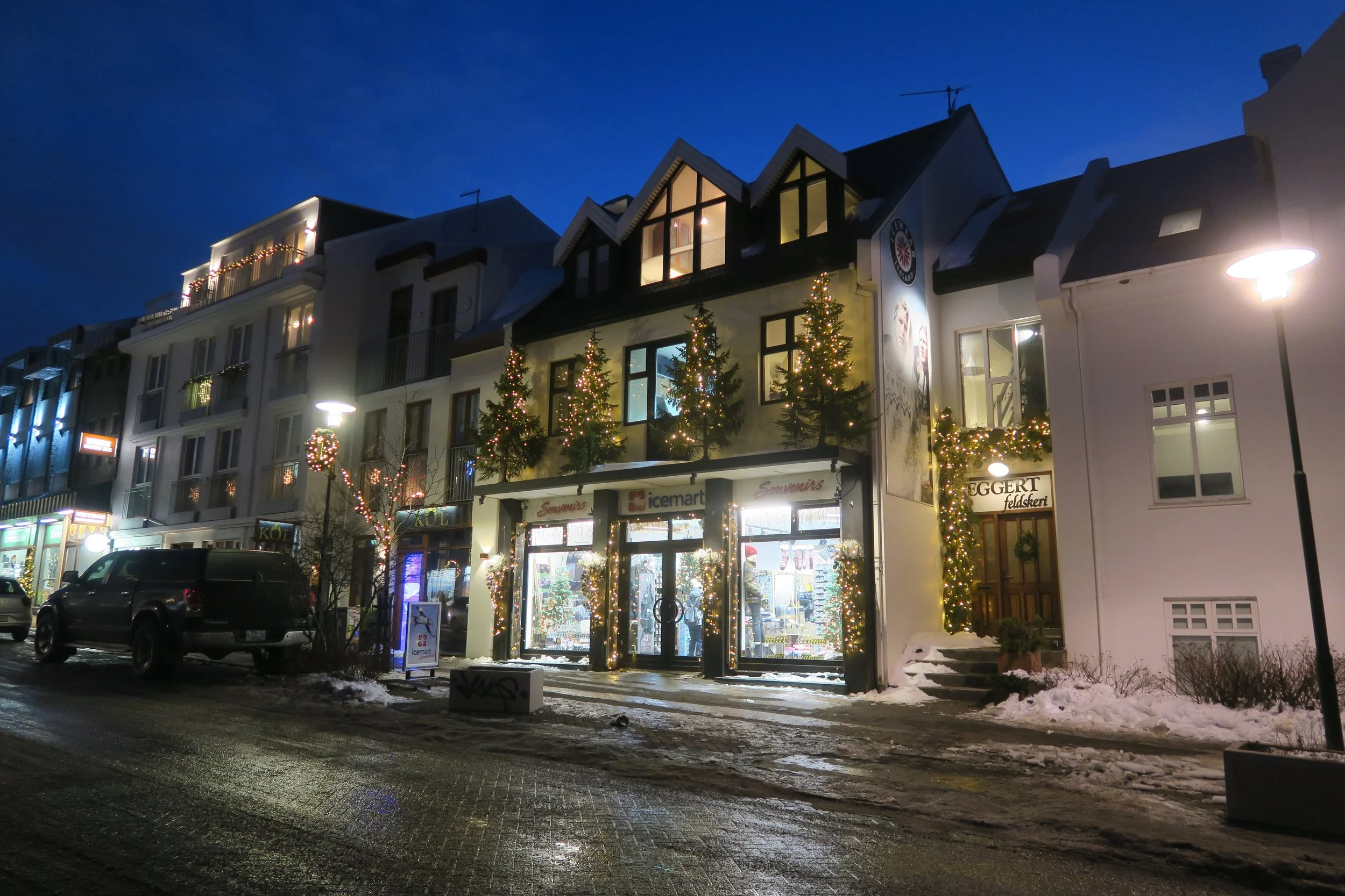 Exploring the streets of Reykjavik during Christmas
