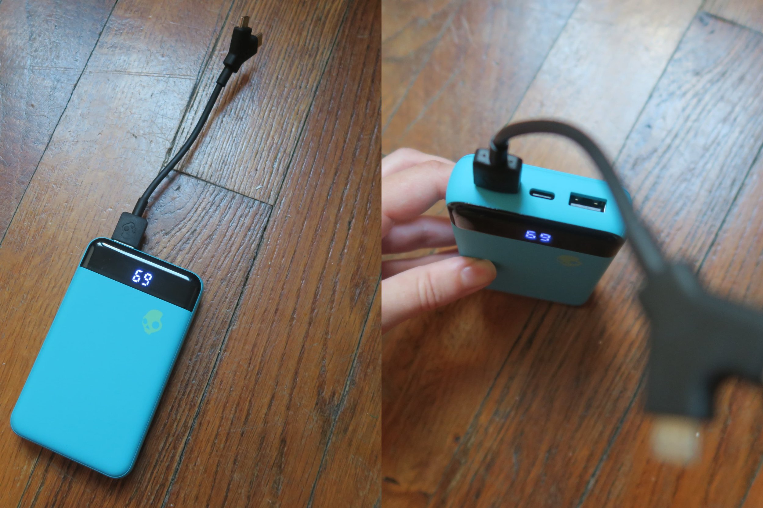 skullcandy portable battrey for travel in blue