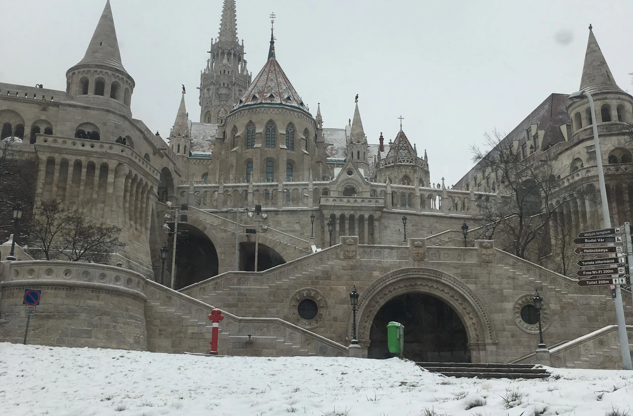 budapest fishermans bastion in snow