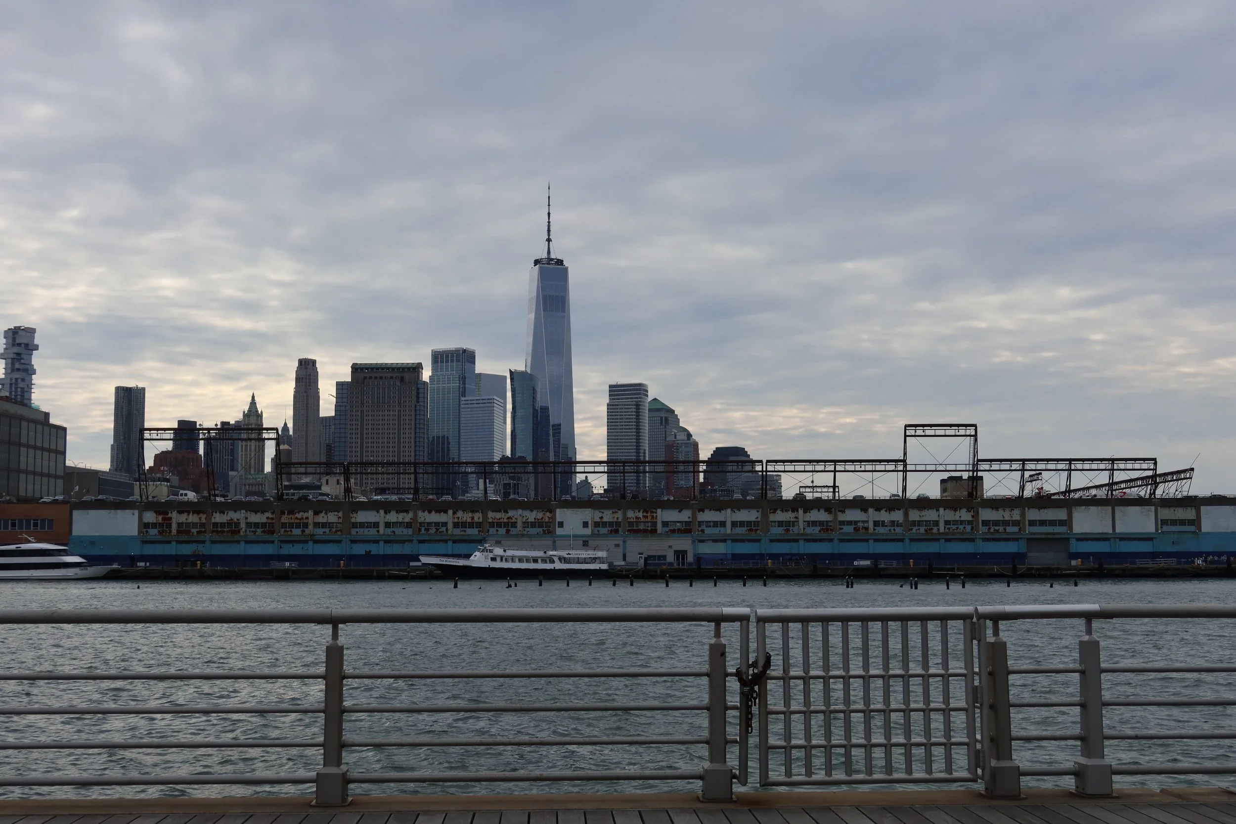 View of downtown NYC from Hudson River Pier Park