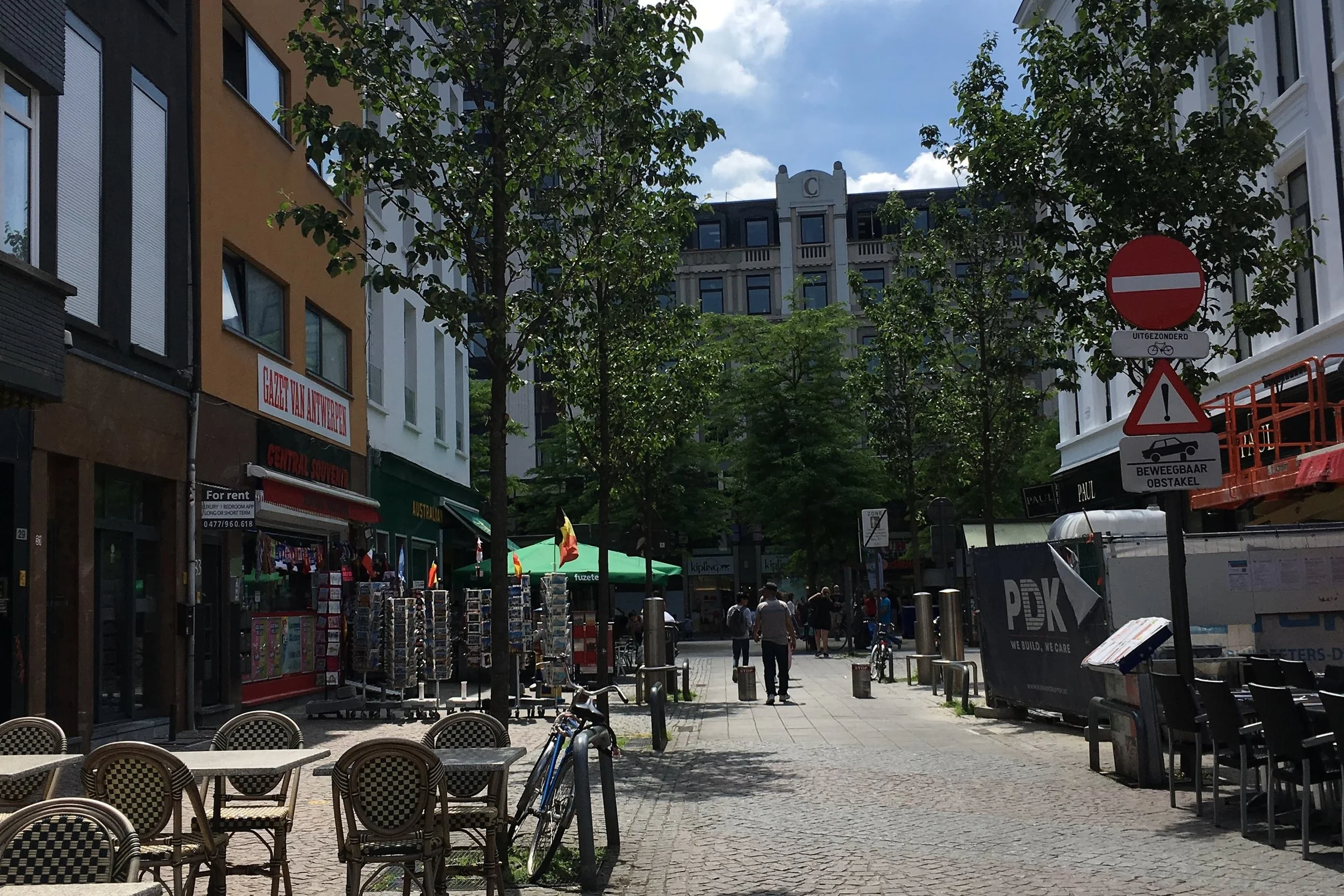 quiet street in antwerp no tourists and cafes