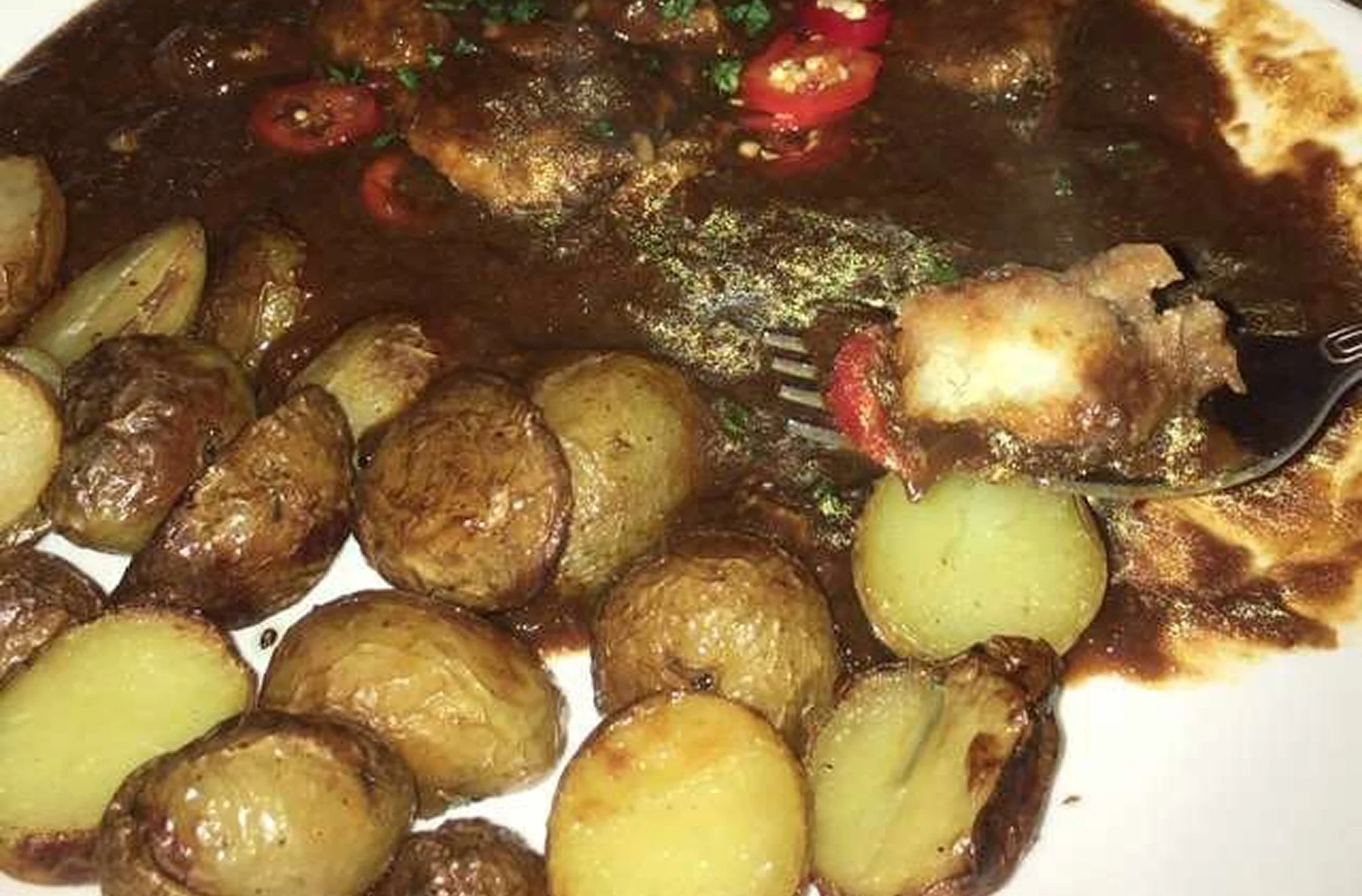 vegan meat and potatoes
