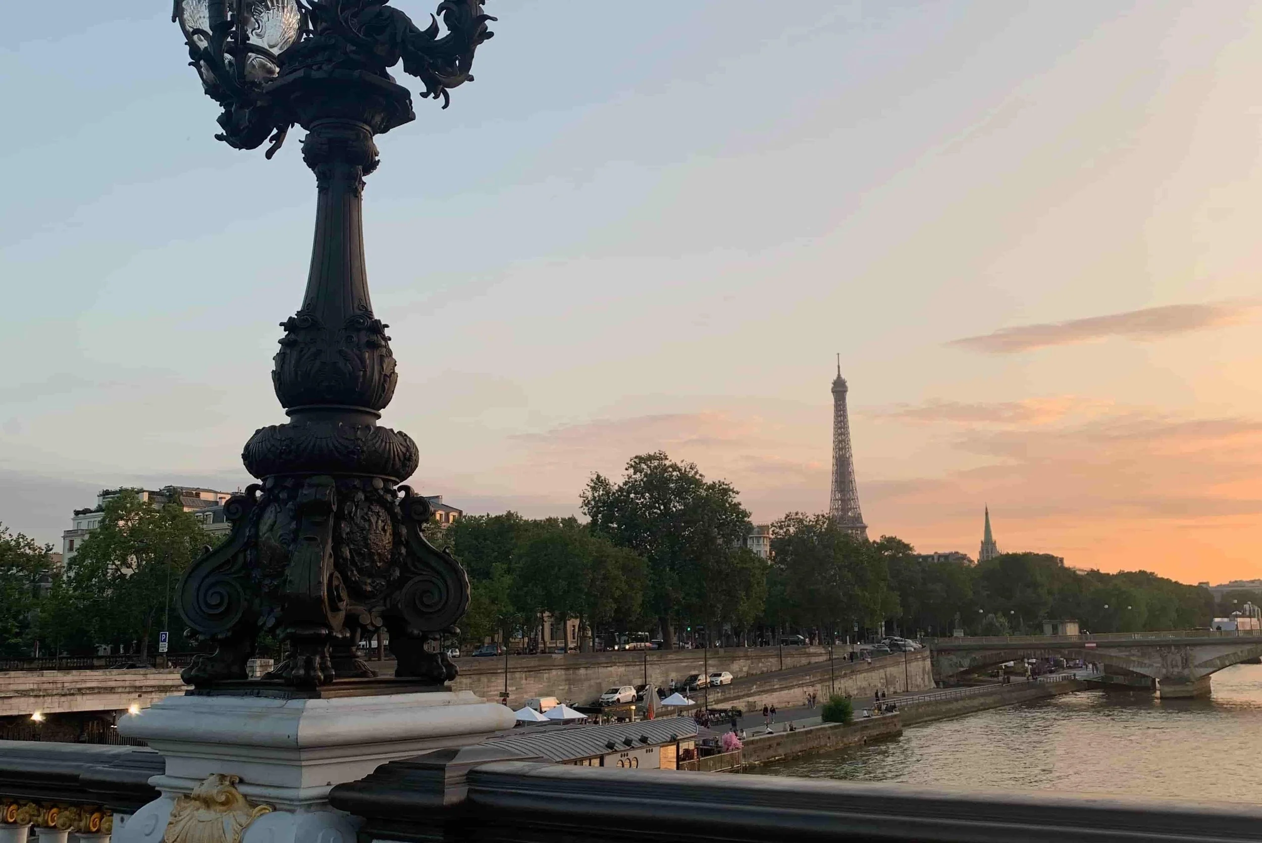 pont alexandre iii orange sunset bridge on water
