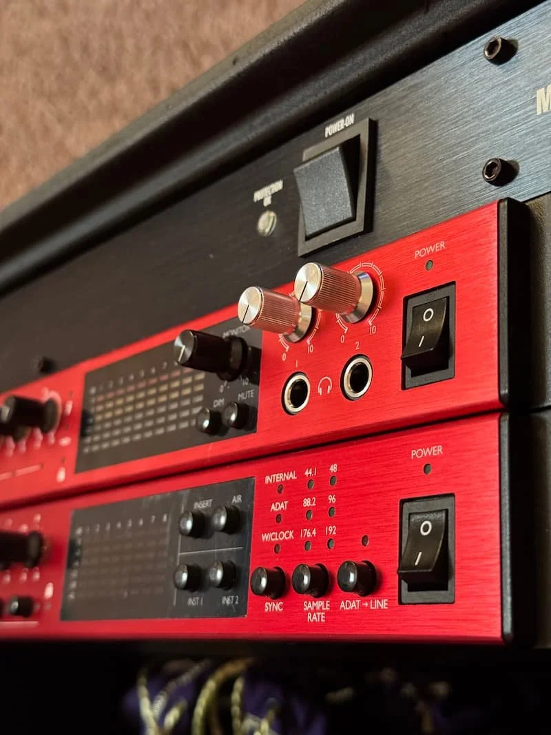 Focusrite mobile recording interface and preamp rack for on-location audio sessions