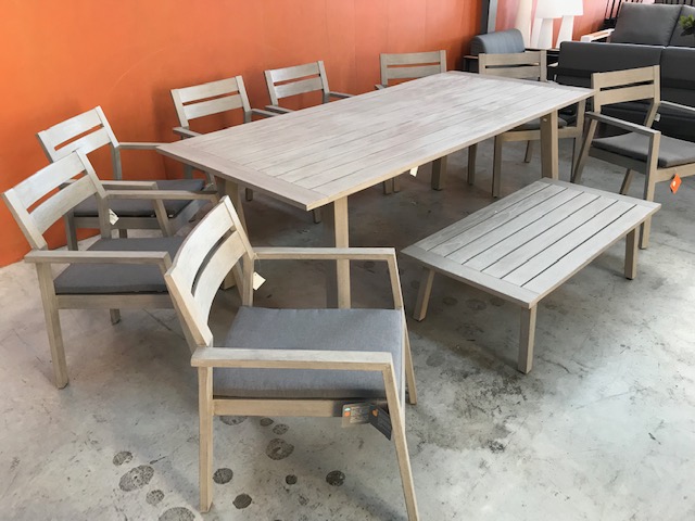 Item 5cl Grey Stone Wash Teak 1 Table 8 Cushions Seats Coffee Decor Imports Item 5cl Grey Stone Wash Teak 1 Table, How To Wash Teak Outdoor Furniture