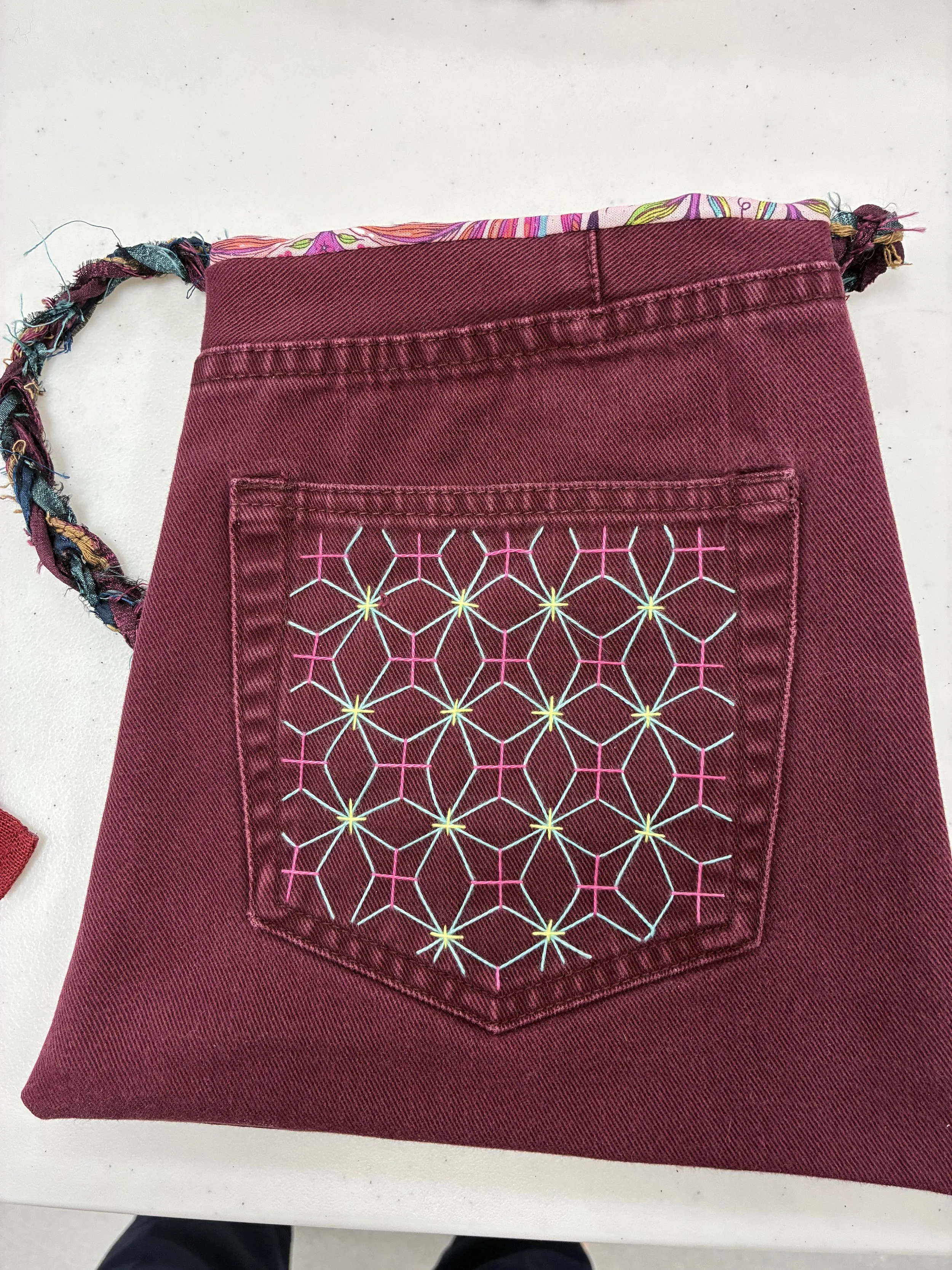 Sashiko Inspired Bag by Catherine C