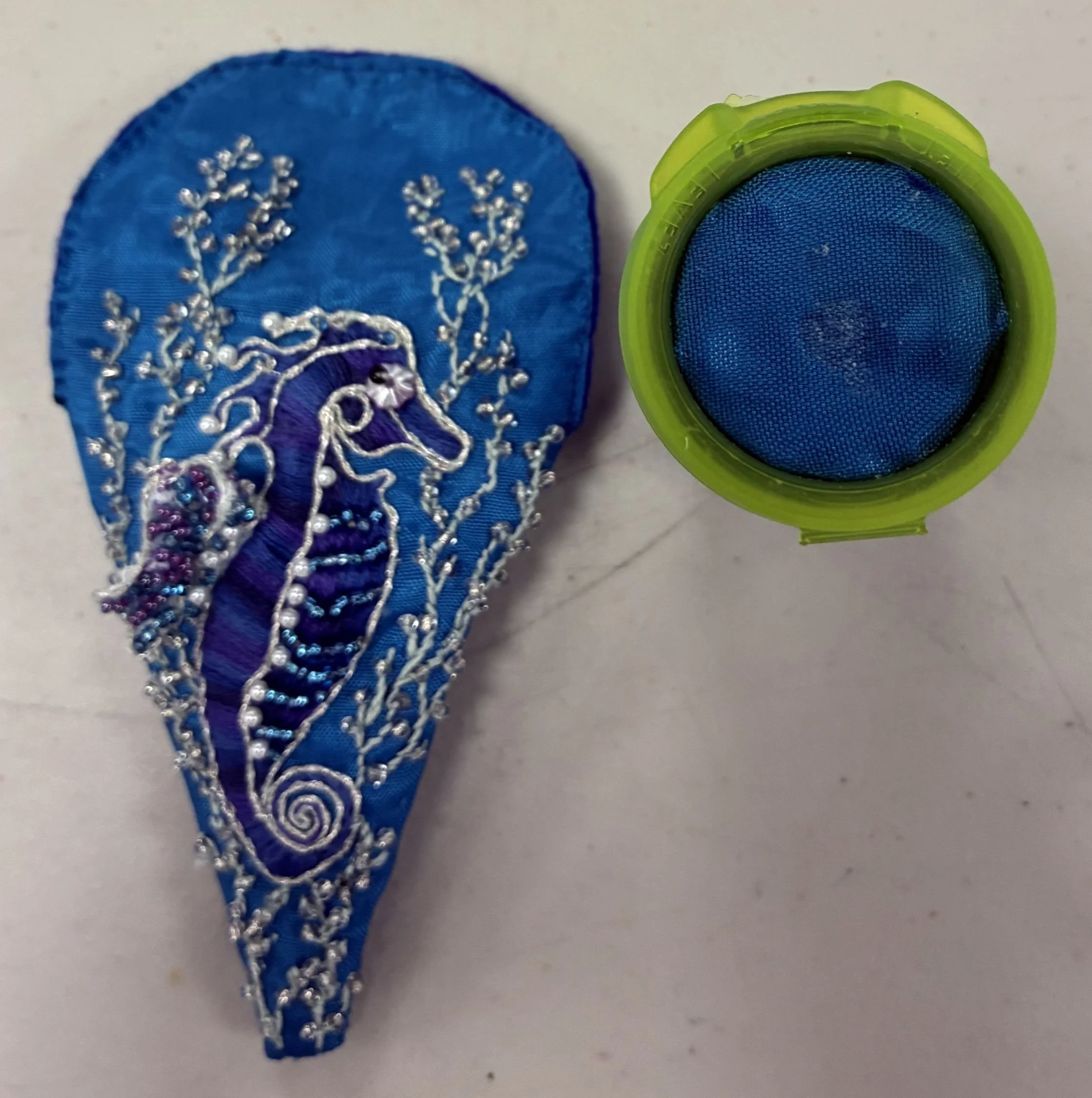 Beaded Embroidered Seahorse Scissor Keeper & Container