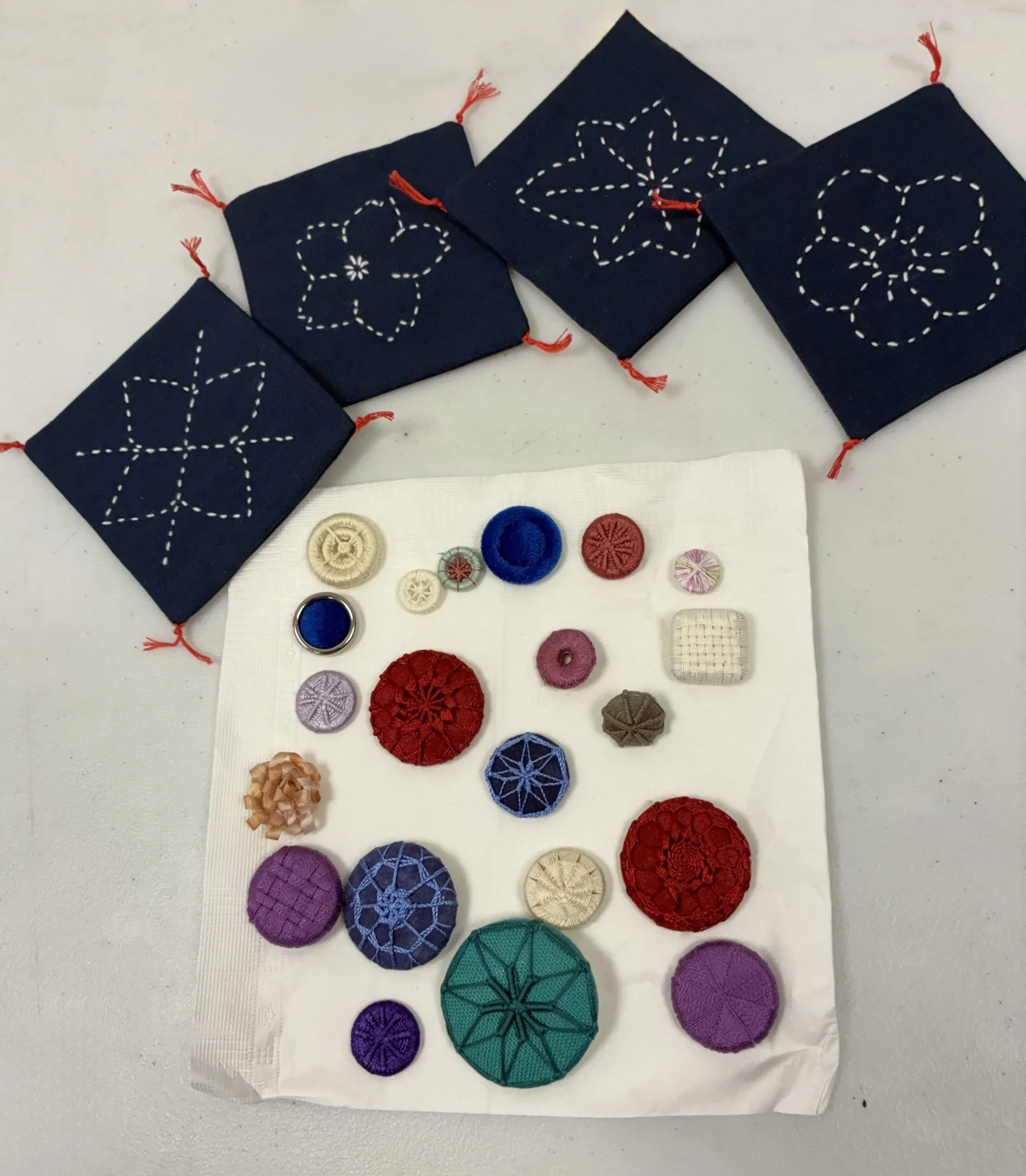 Sashiko (top) & Button Embroidery