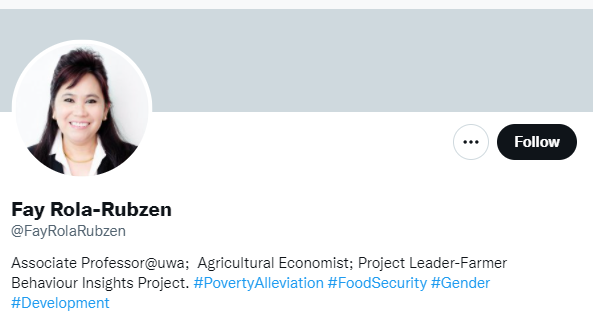 Picture of Fay Rola-Rubzen's Twitter homepage. Click image.