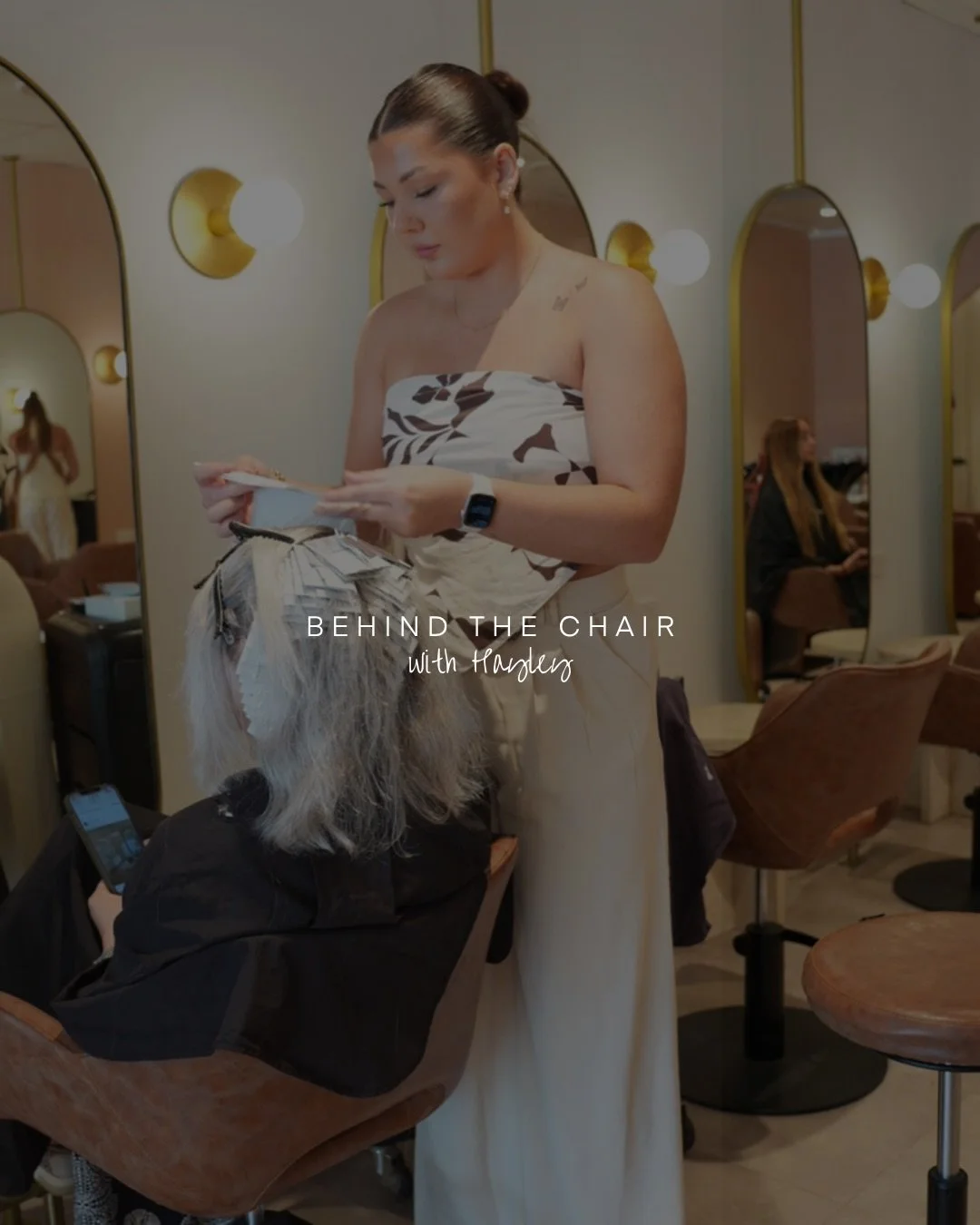 Behind the chair with @hayley_blondee our Master Stylist 🤍