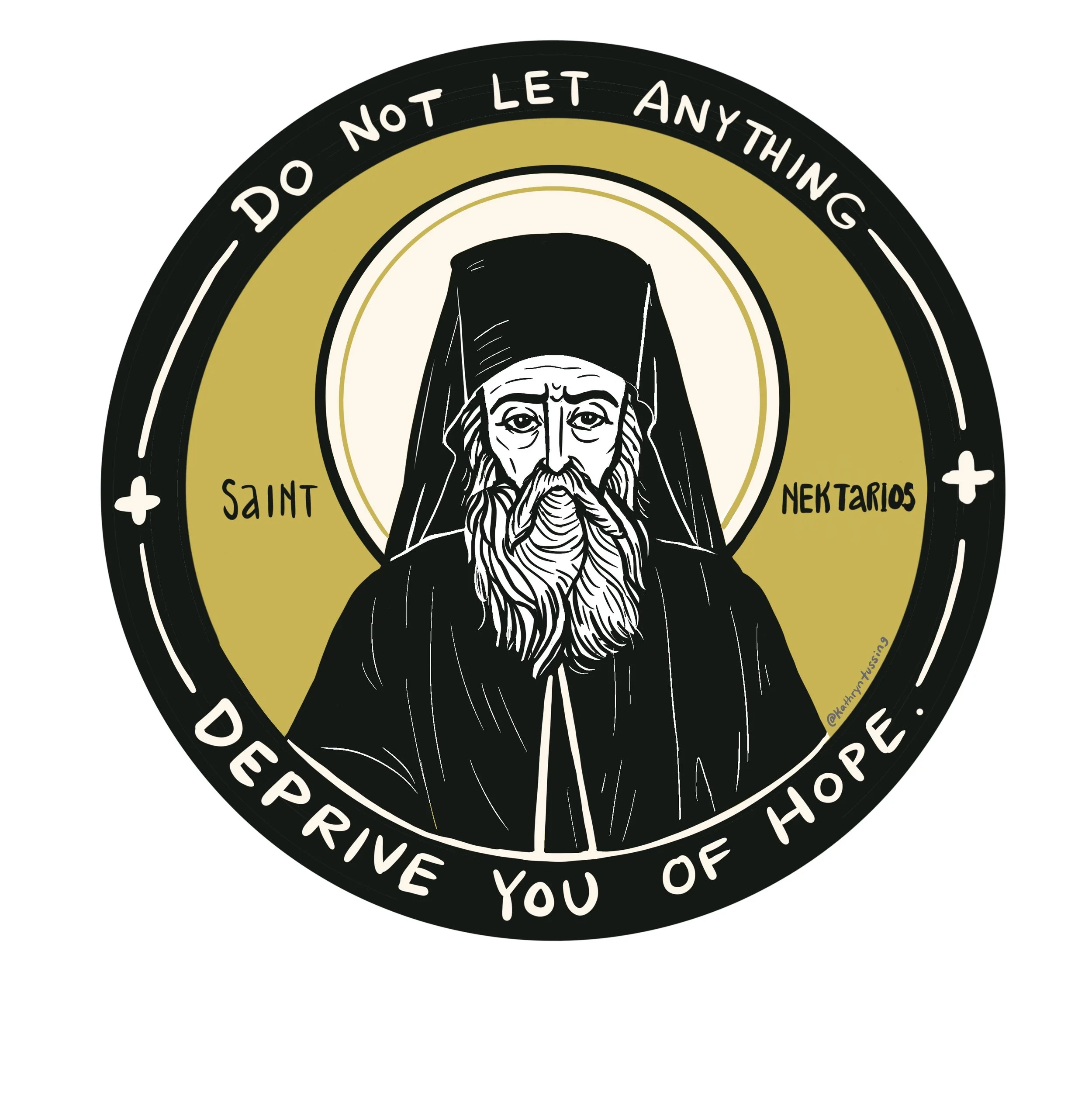 'St. Nektarios'- hand drawn with digital materials, 2023