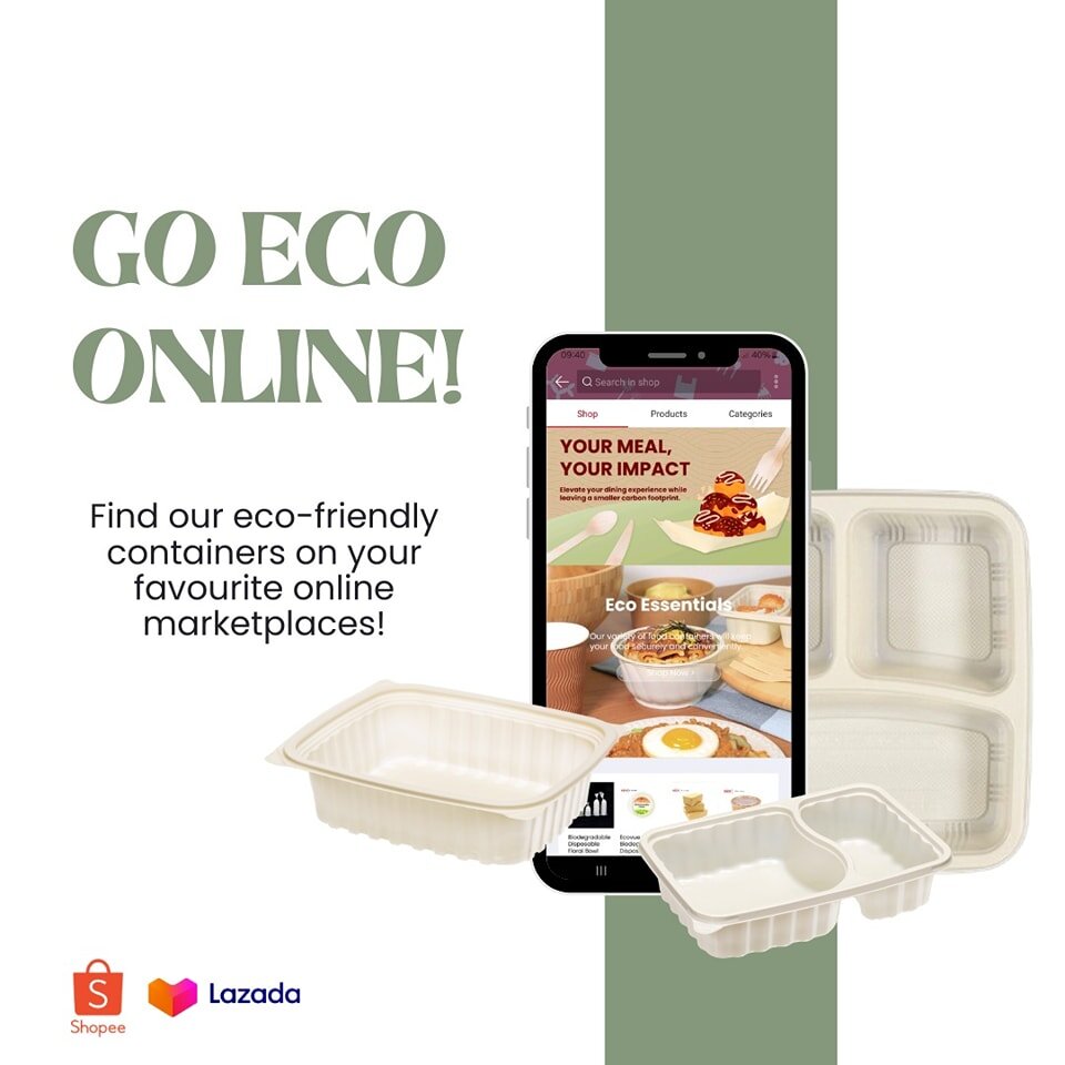 Having trouble looking for trustworthy sustainable food packaging online? Look no further! Our biodegradable containers are now available on Lazada and Shopee!🛒