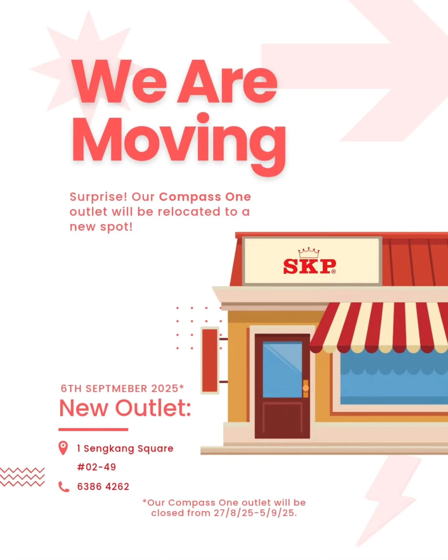 📢 Hello Compass One friends! We&rsquo;re moving &mdash; but not too far! 🎉 Our Level 4 outlet will be closing after 26 August 2025, and we&rsquo;ll be settling into a new cosy spot at Level 2, #02-49 (right beside the lifts!). Reopening on 6 Septem