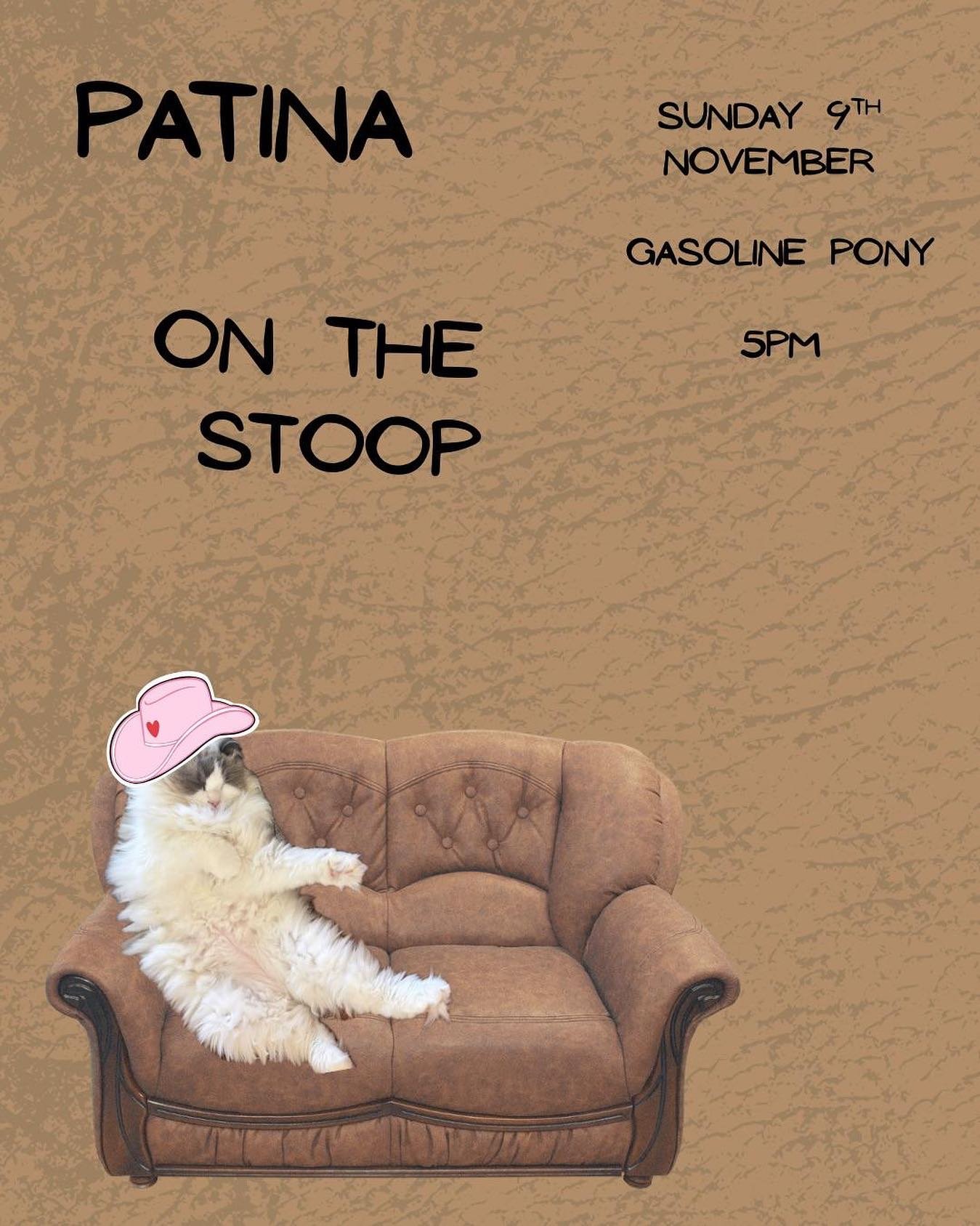 One final Patina show in for Sydney this year. It&rsquo;ll be a blast, with legendary On The Stoop! 
Been loving playing with Patina ❤️ and always love the energy of On The Stoop! Hope to see some folks there. 
From 5pm til 8pm
$22 at the venue on on
