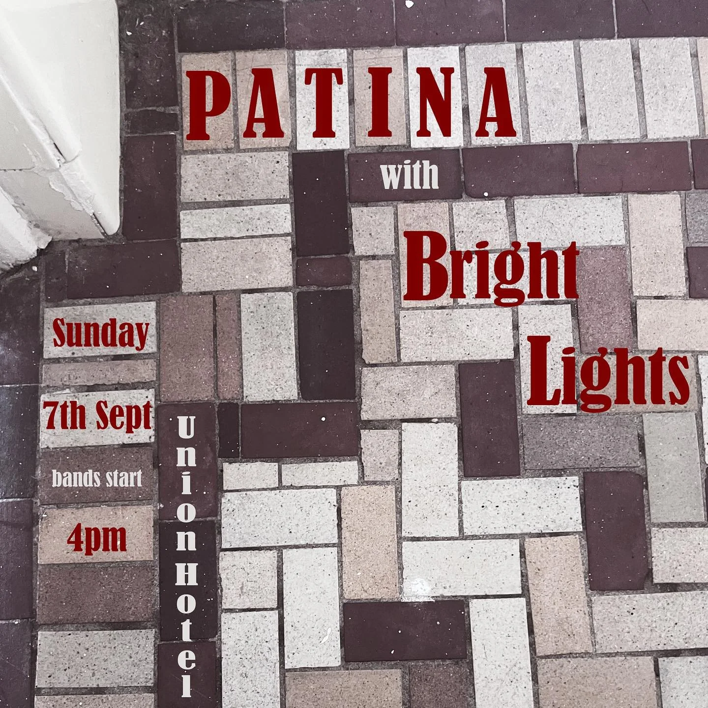 Next Patina show Sunday 7th September 2025 aka tomorrow. It&rsquo;s free, at the Union in Newtown, and with the soulful sounds of Bright Lights. 
I think it&rsquo;s Bright Lights at 4pm, Patina at 5pm. ✨🔥 
@patinafolk @unionhotelnewtown @ccxo_____ @