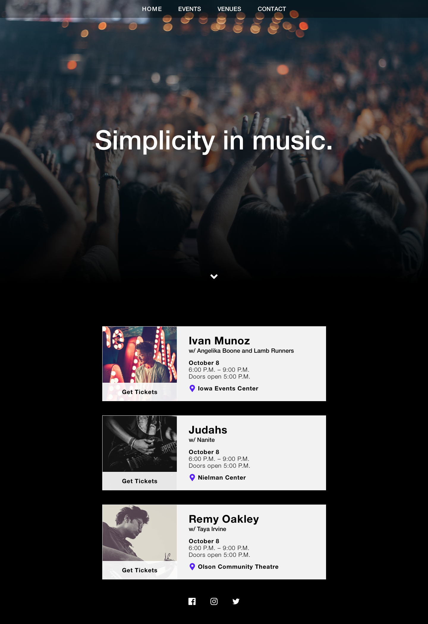 SIM Productions Landing Page