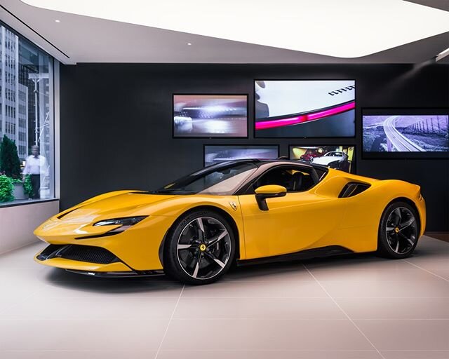 The name "SF90 Stradale" is a reference to the 90th anniversary of the  Scuderia Ferrari, which is the racing lifeblood that courses through every track and road-going Ferrari. #Ferrari #FerrariNY #FerrariSF90Stradale #GialloTristrato