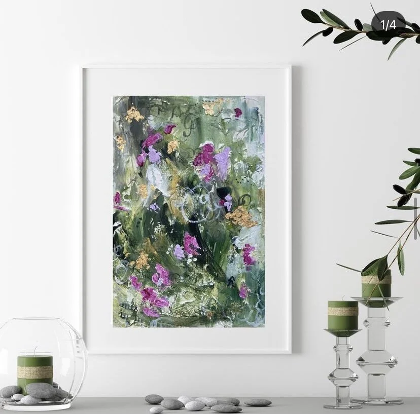 Garden of love Acrylic and gold leaf on paper