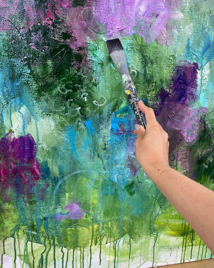 Behind the scenes- working on a huge abstract painting