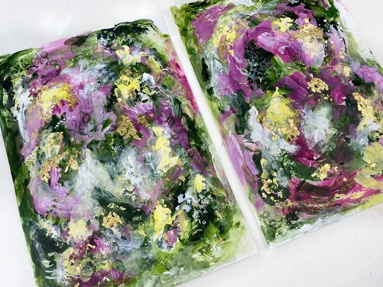 Rose inspired abstract paintings