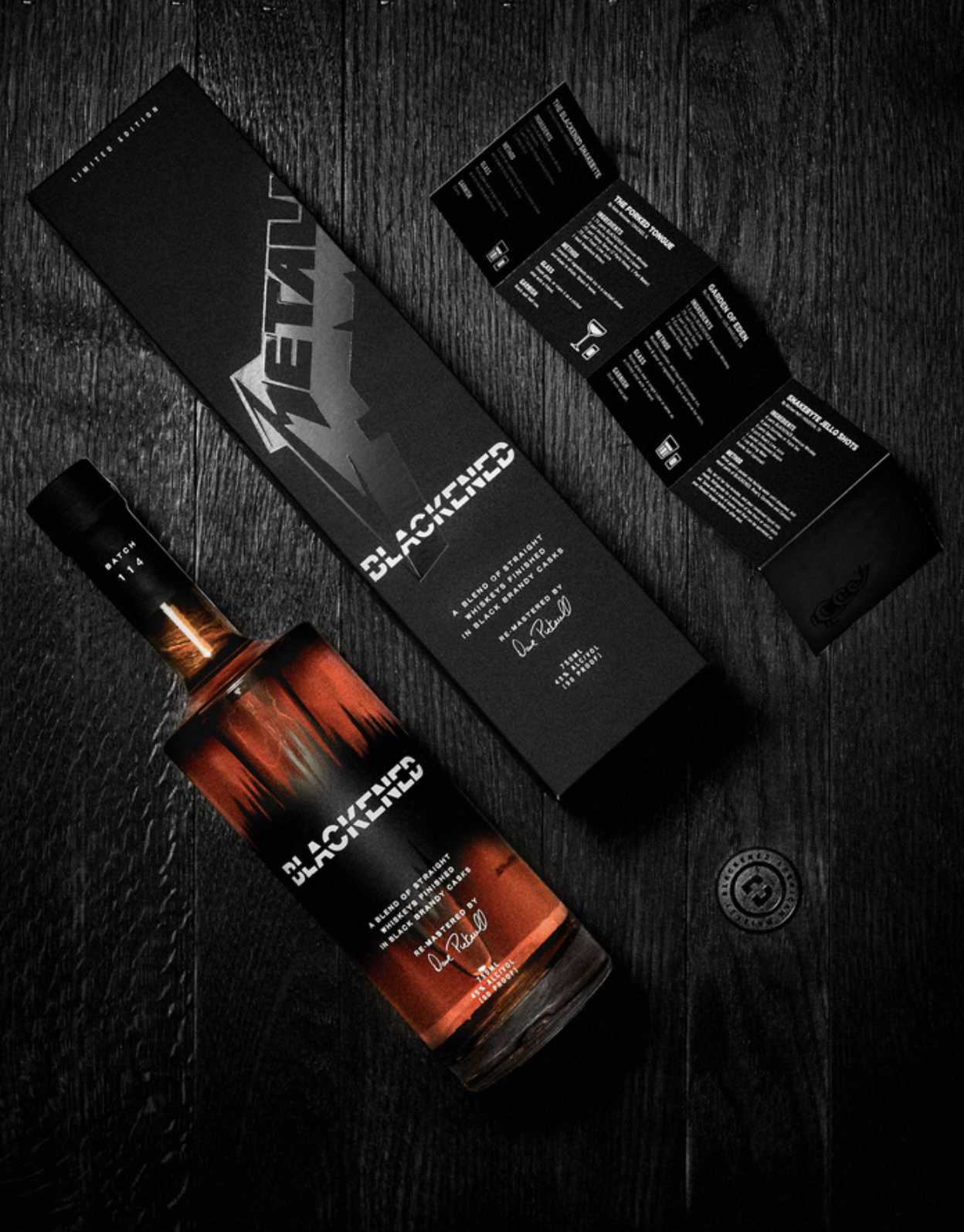 Package Design Blackened American Whiskey Metallica Designer Louis Tumolo Agency Weholden  Clinch Blackened CD Jimmy North Photo Charlie W.png