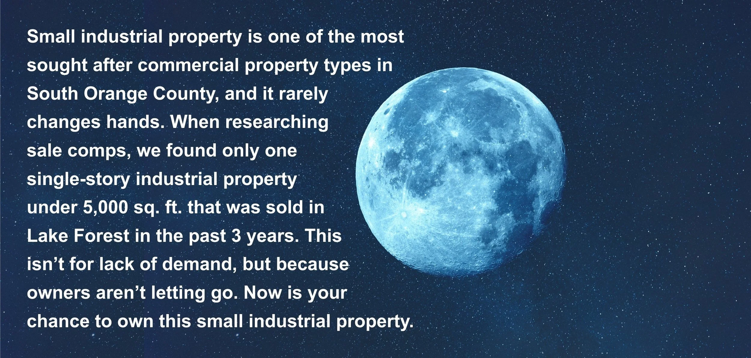 Small industrial property for sale is rare in Lake Forest, CA