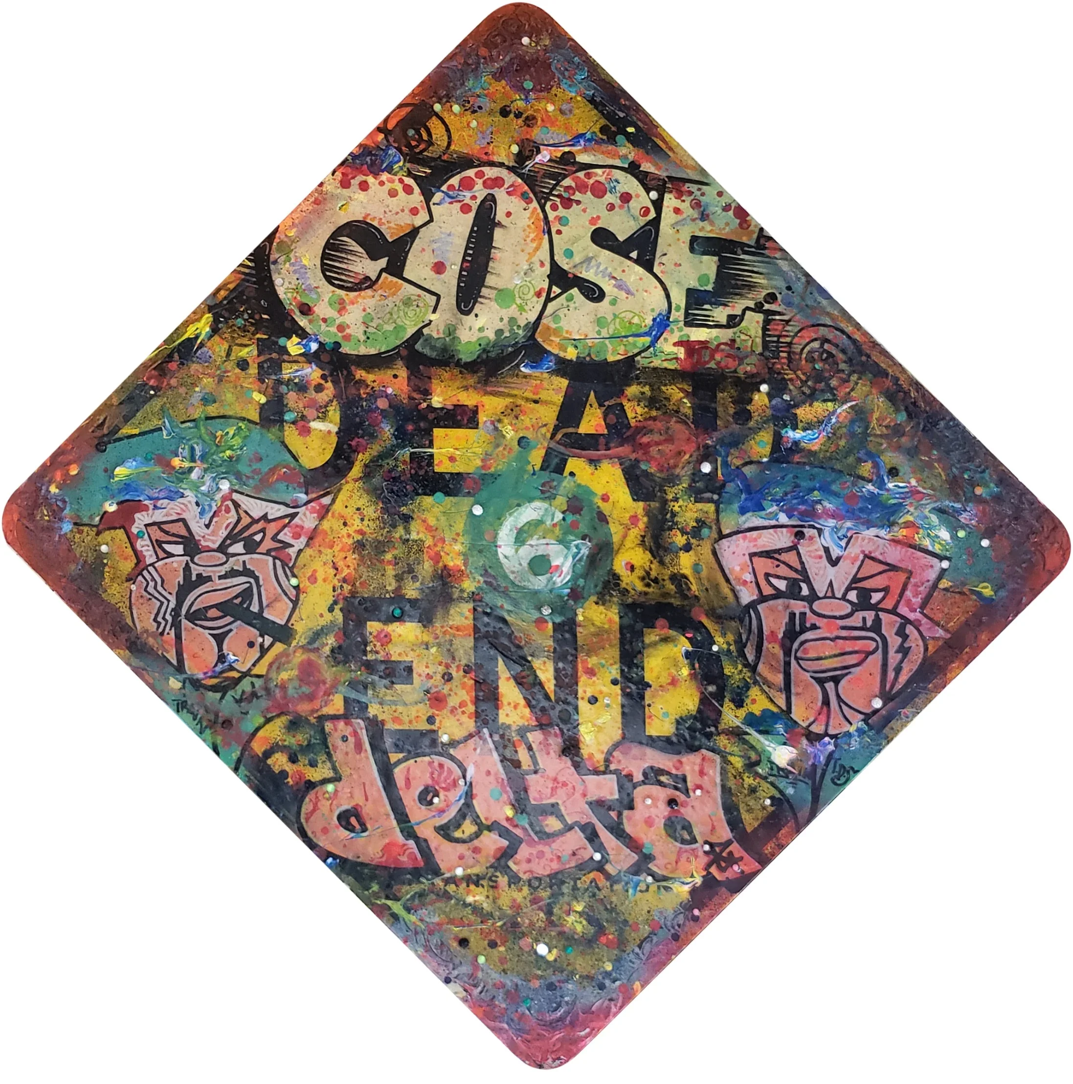 DELTA 2 + COSE Dead End , 2018 Spray paint on sign 30”x30” Price upon request