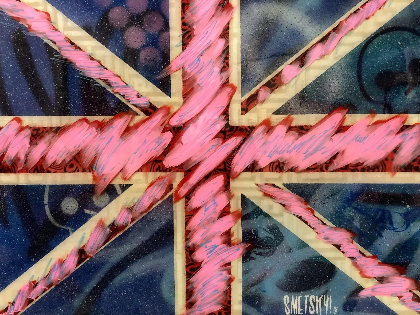 SMETSKY Union Jack, 2018 Acrylic, spray paint and resin on canvas 32” x 39” Price upon request