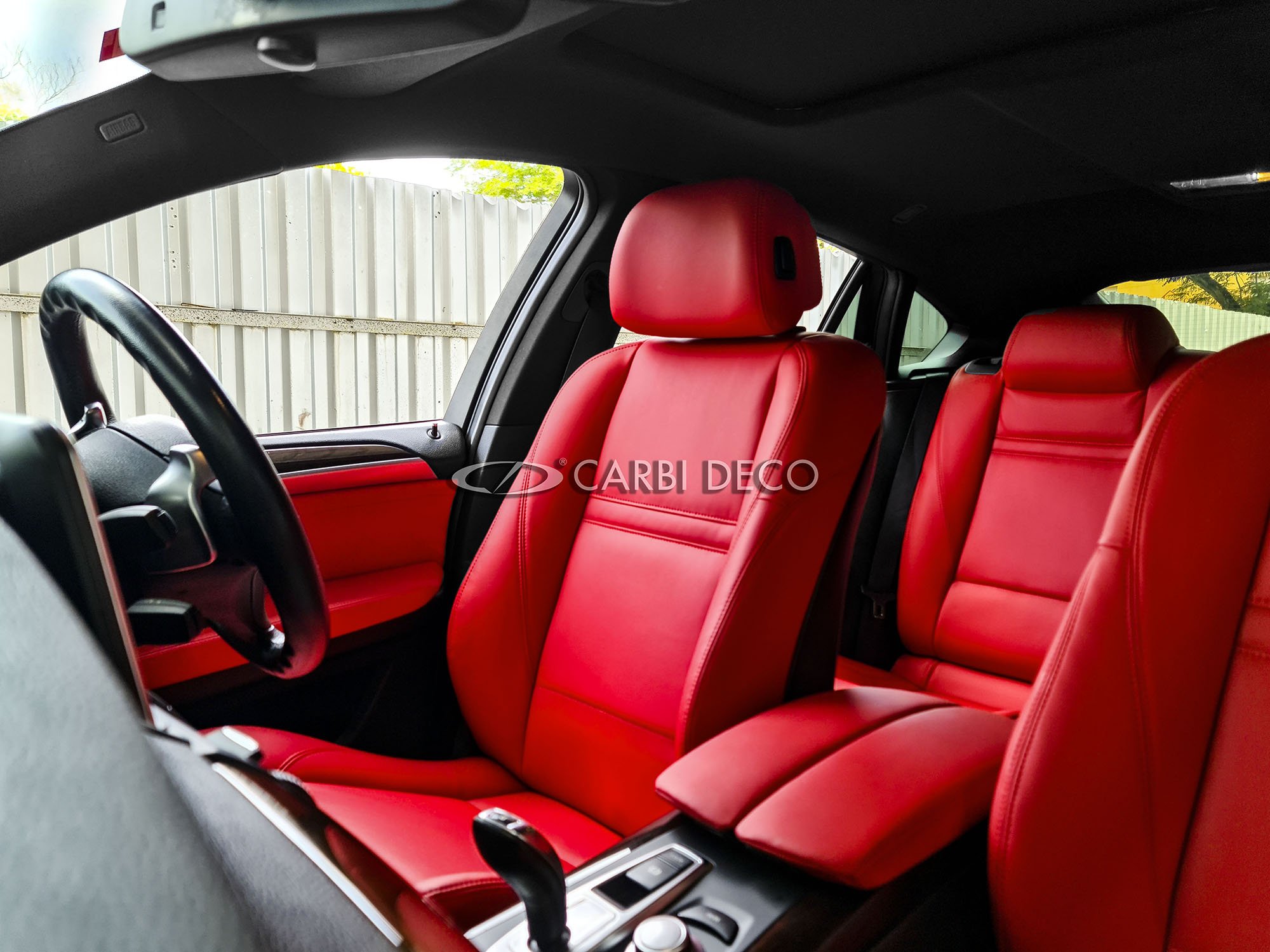 RED LEATHER PLASTIC CAR SEAT HEADREST HOOK HANGER FITS BMW X6 E71 E72 07-14