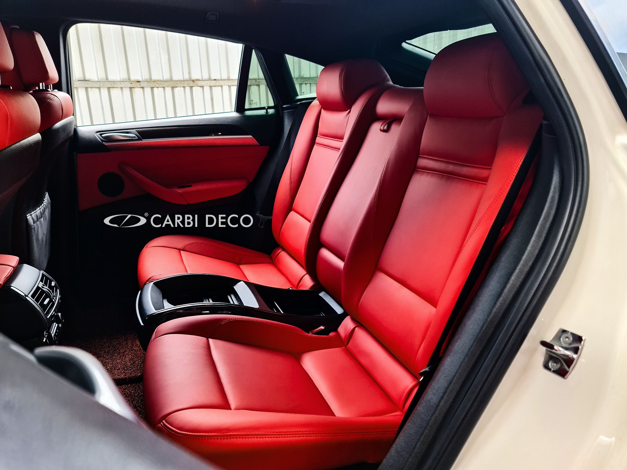 RED LEATHER PLASTIC CAR SEAT HEADREST HOOK HANGER FITS BMW X6 E71 E72 07-14