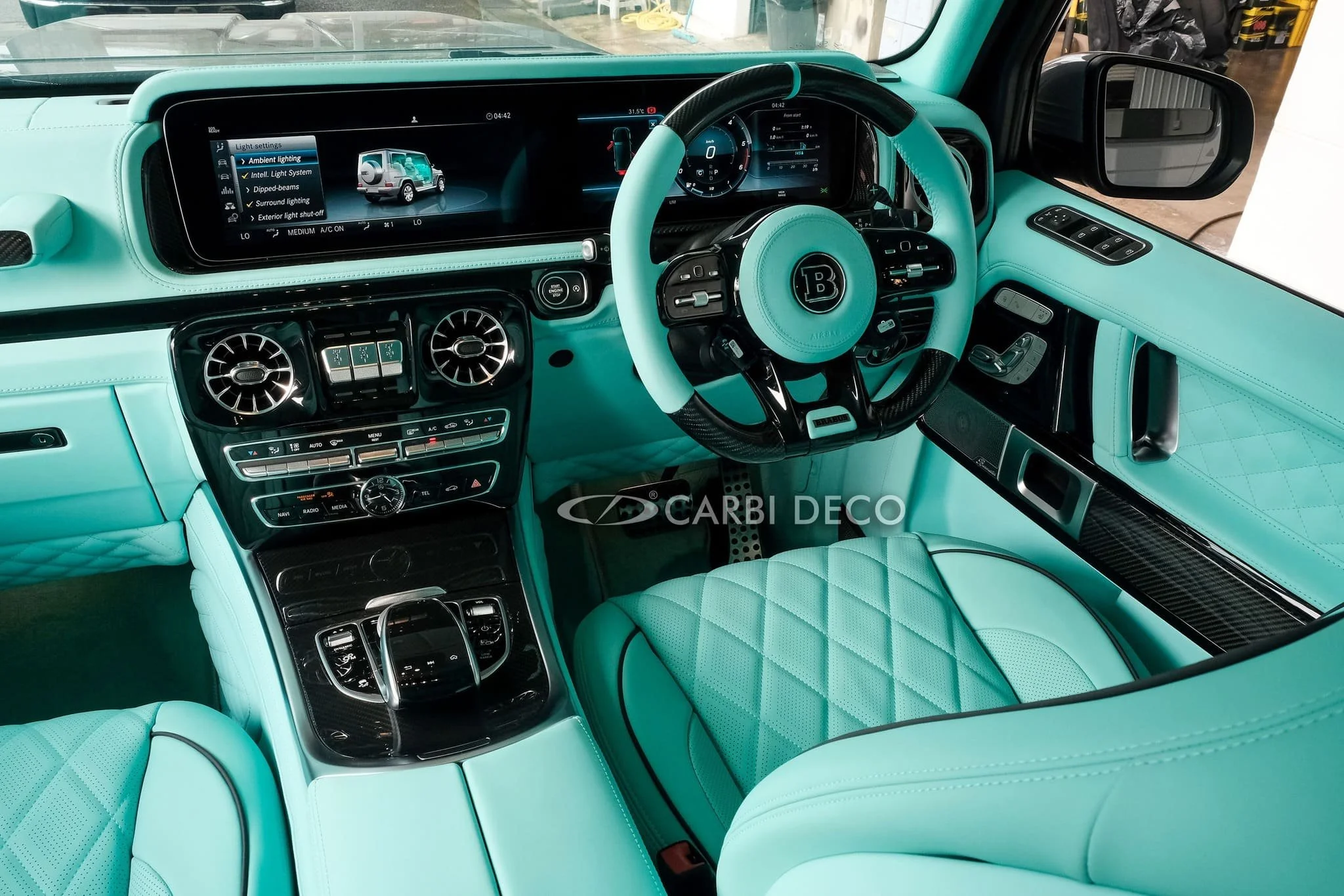 Mercedes Benz G63 AMG W464 Tiffany Blue Custom Interior — CARBI DECO