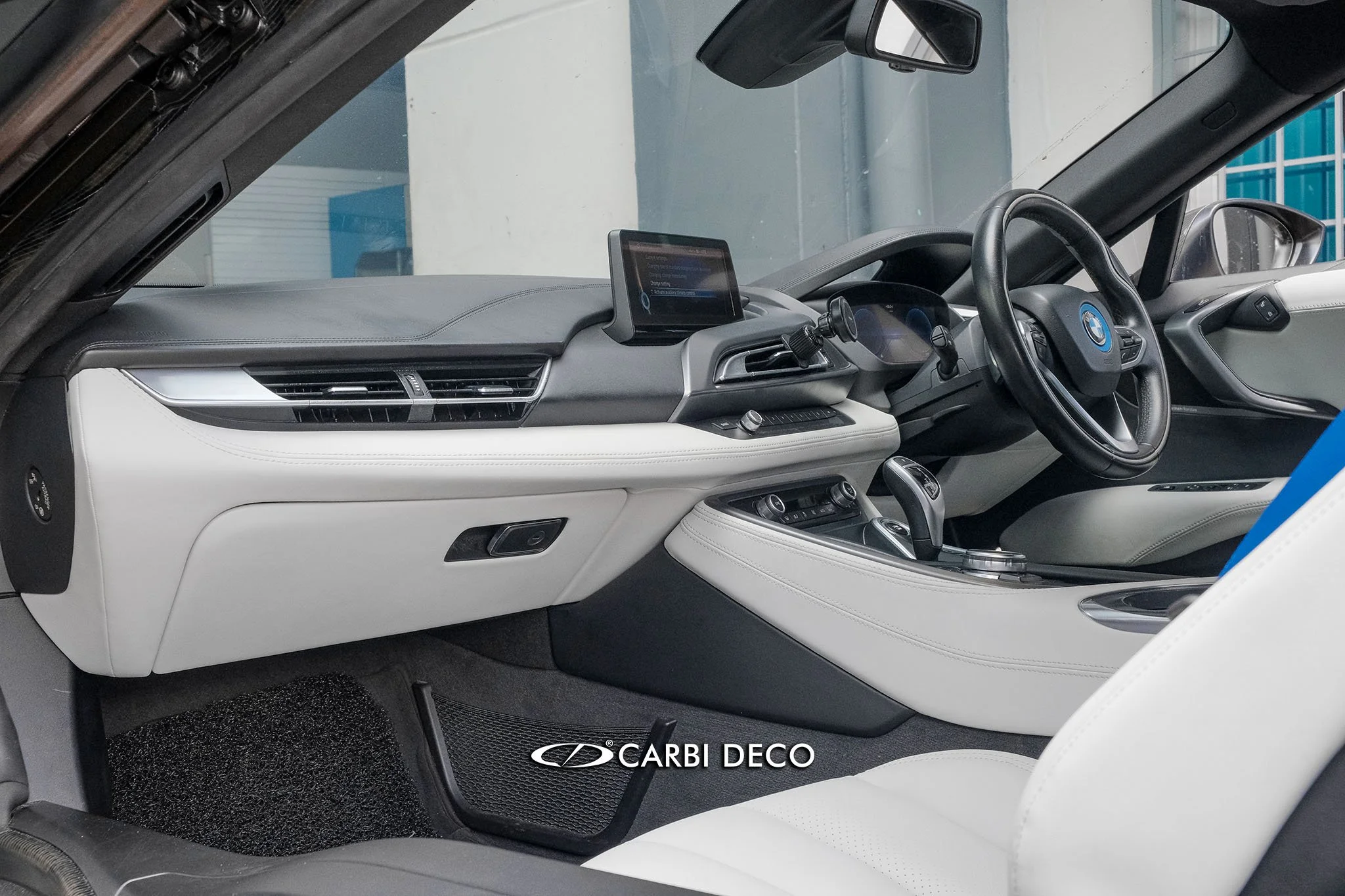 BMW i8 New Full Interior Leather in White — CARBI DECO